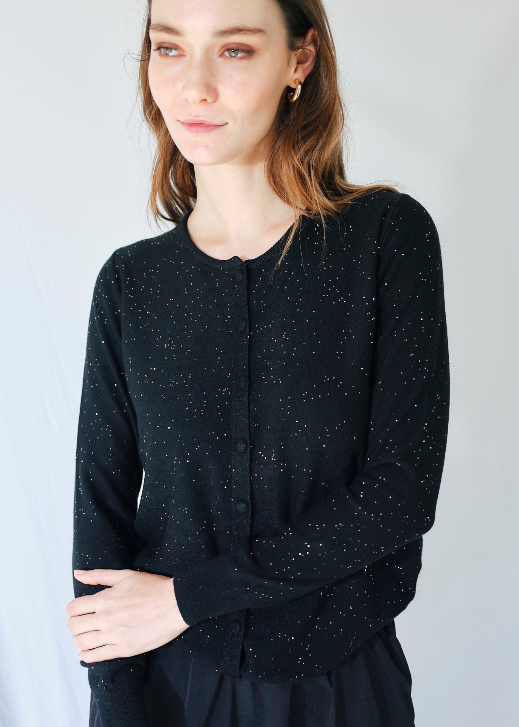 Sparkle Lurex Cardigan in Black