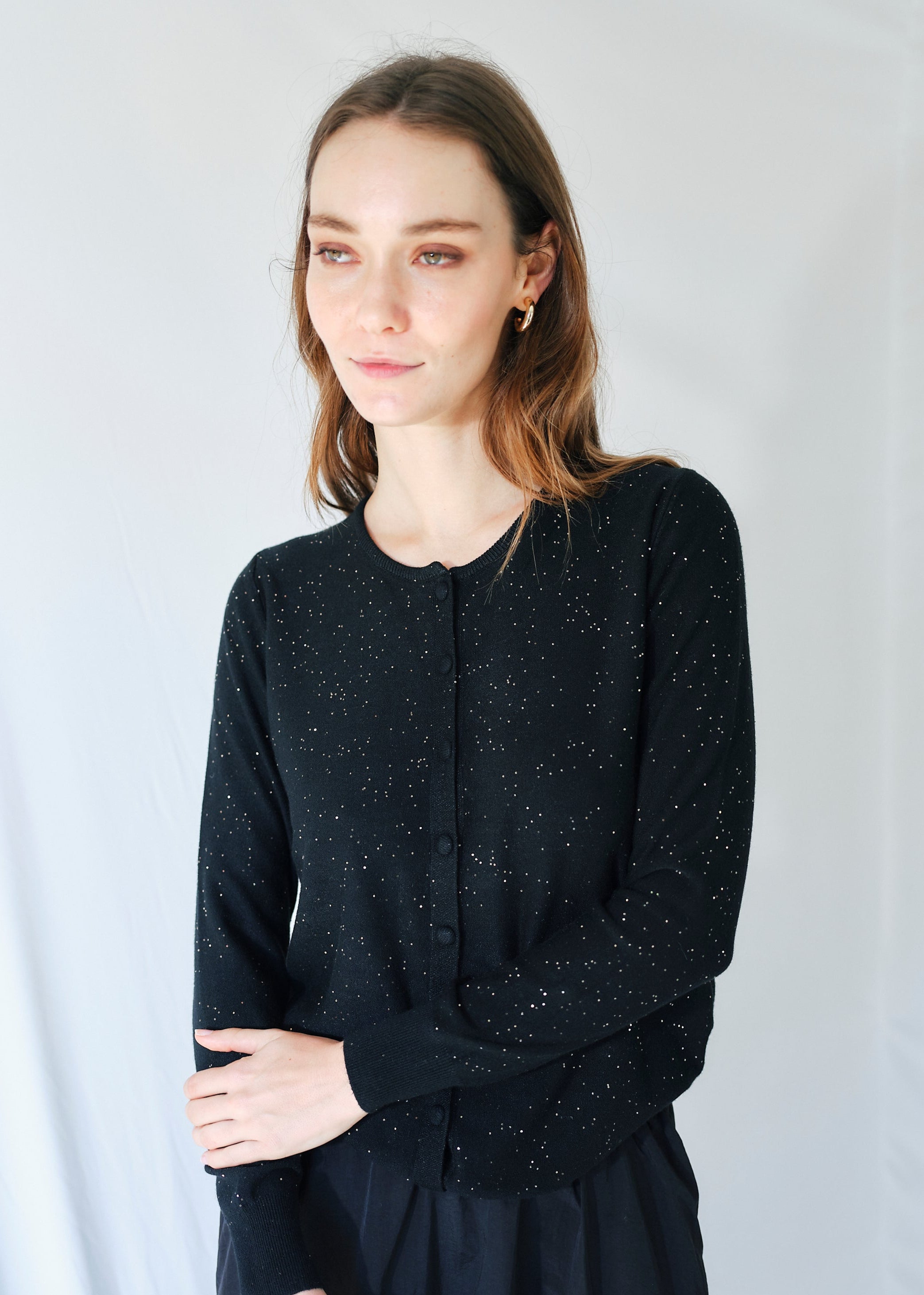 Lurex Cardigan in Black