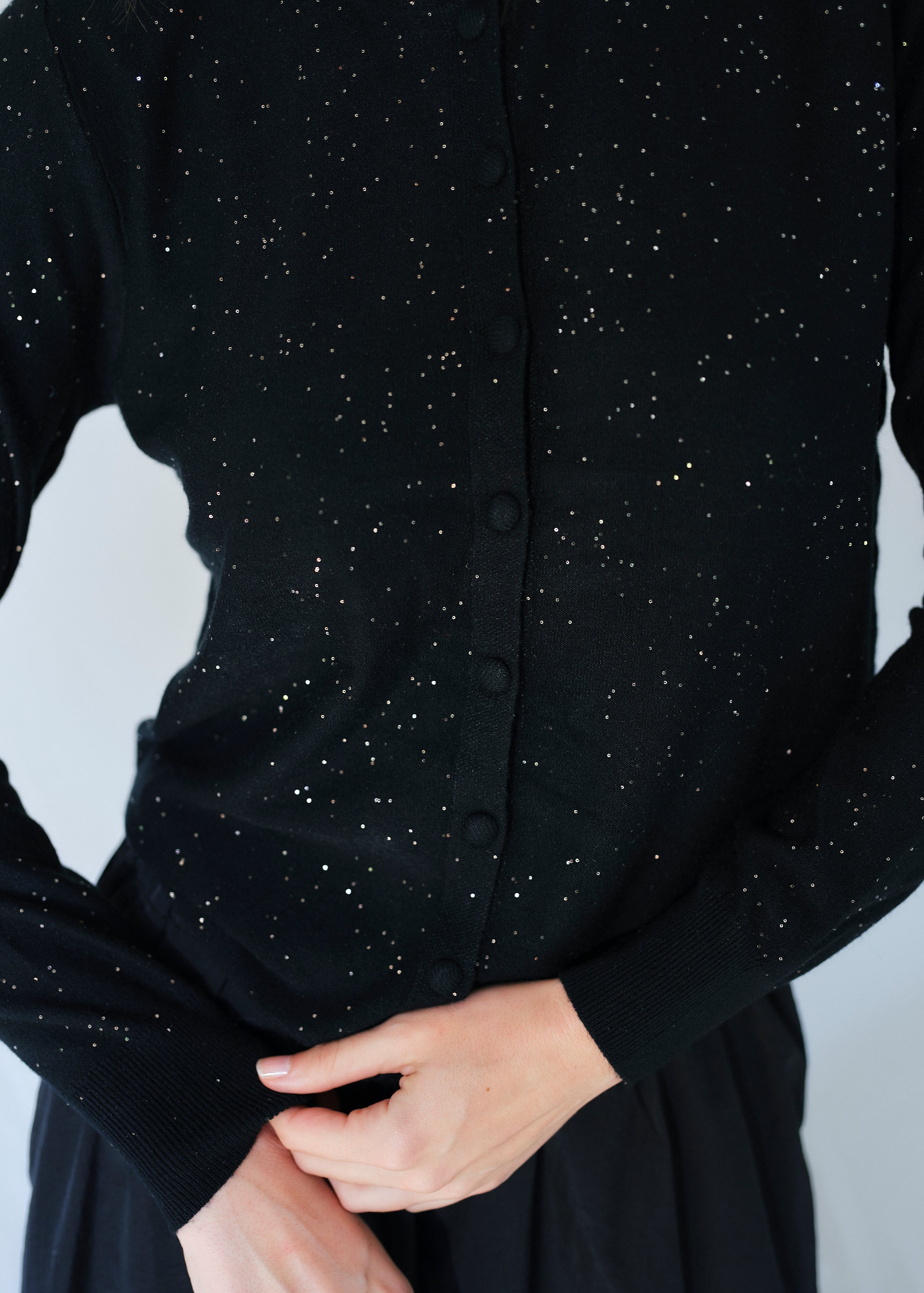 Lurex Cardigan in Black