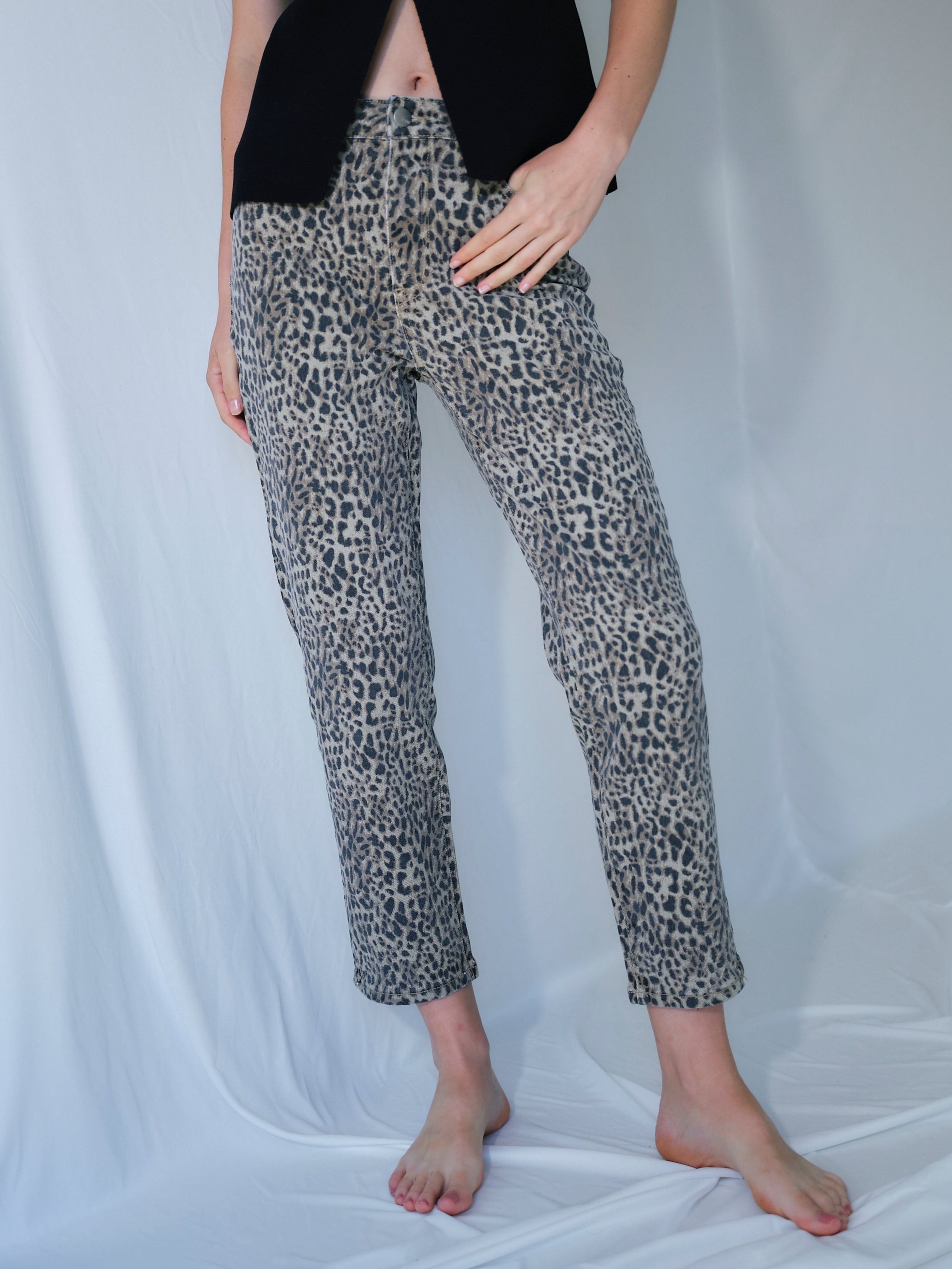 Mom Jeans With Animal Print