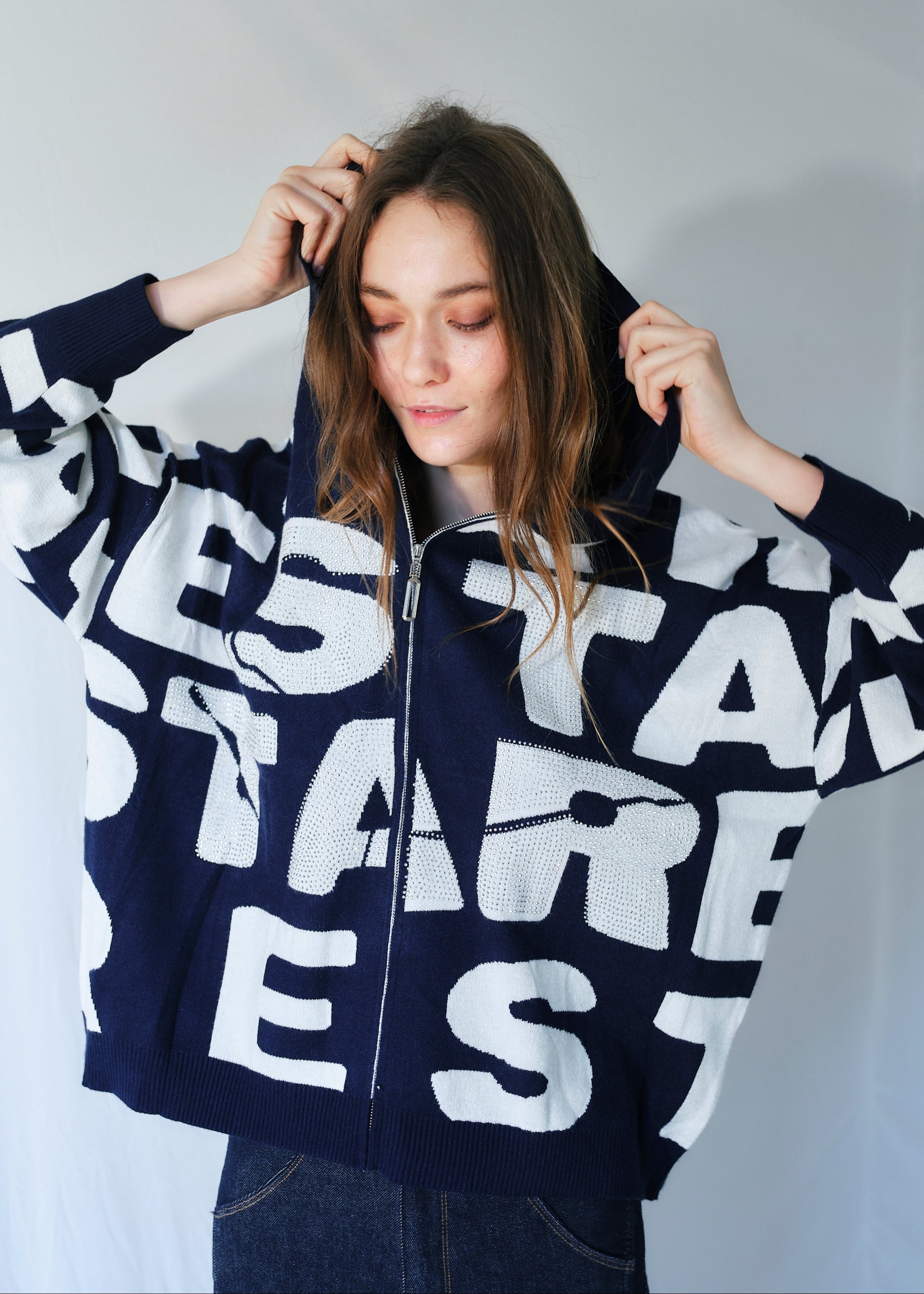 New York Knit with Sparkles in Blue and White