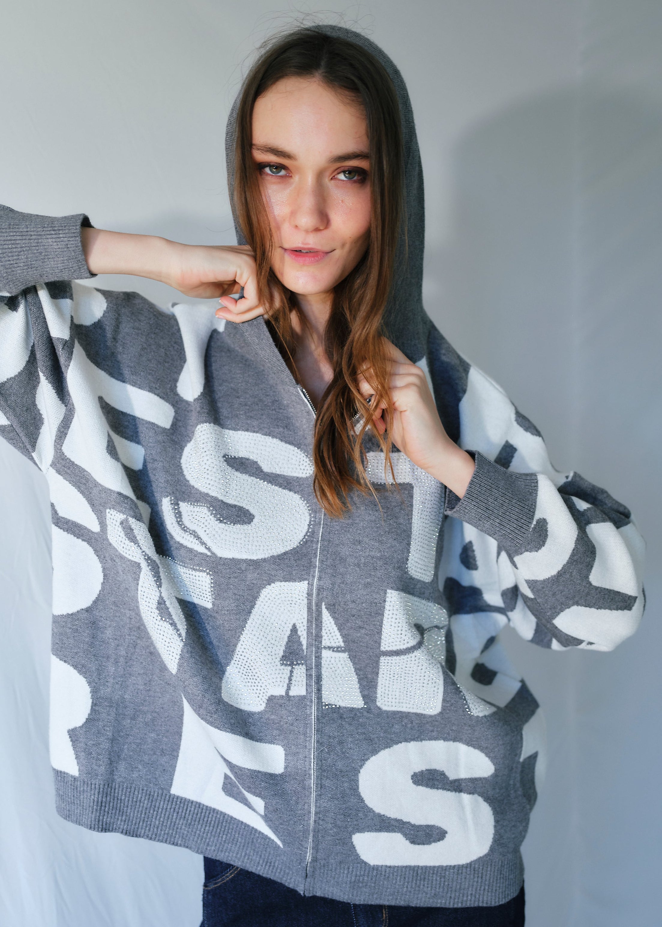 New York Knit with Sparkles in Grey and White