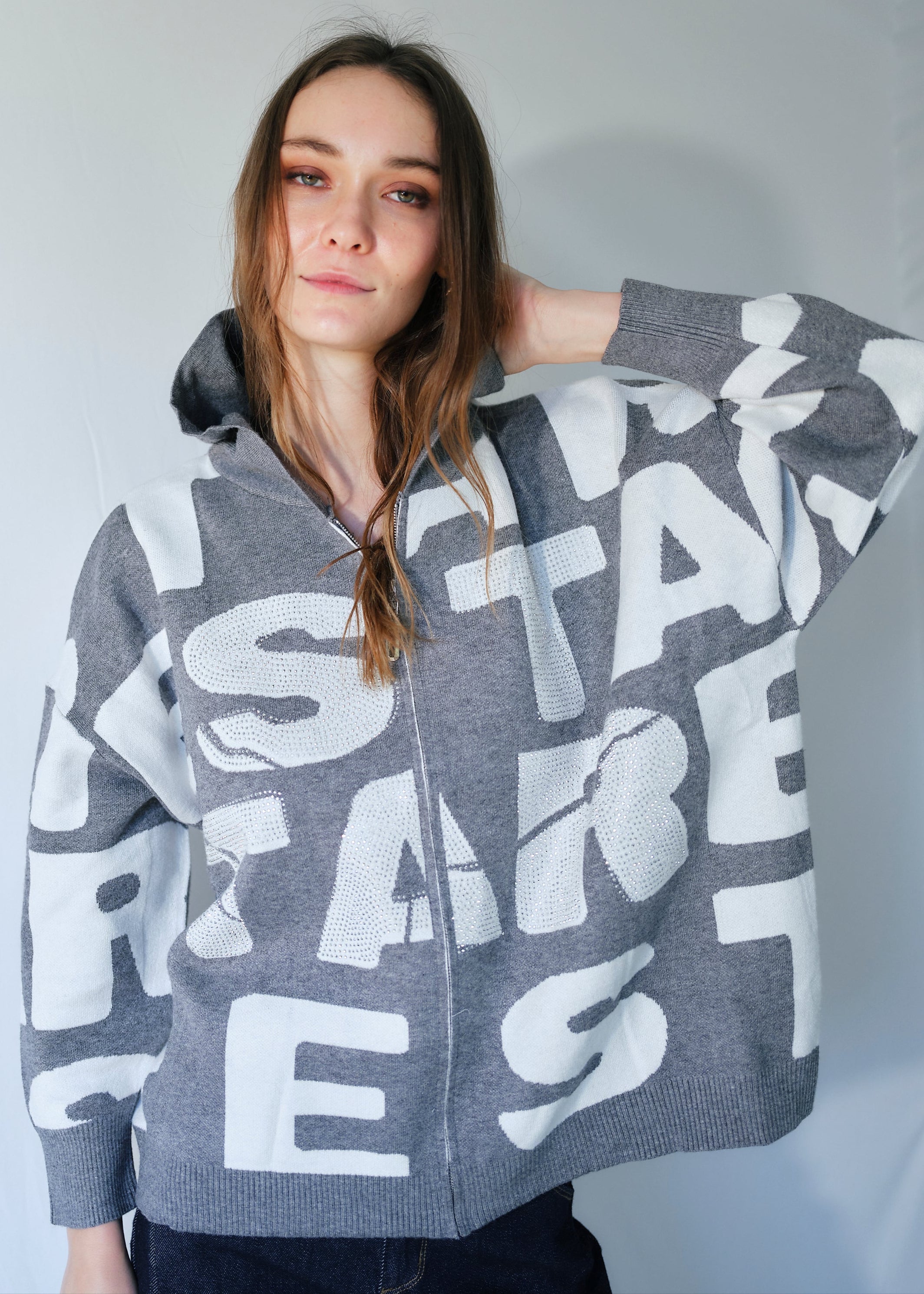 New York Knit with Sparkles in Grey and White