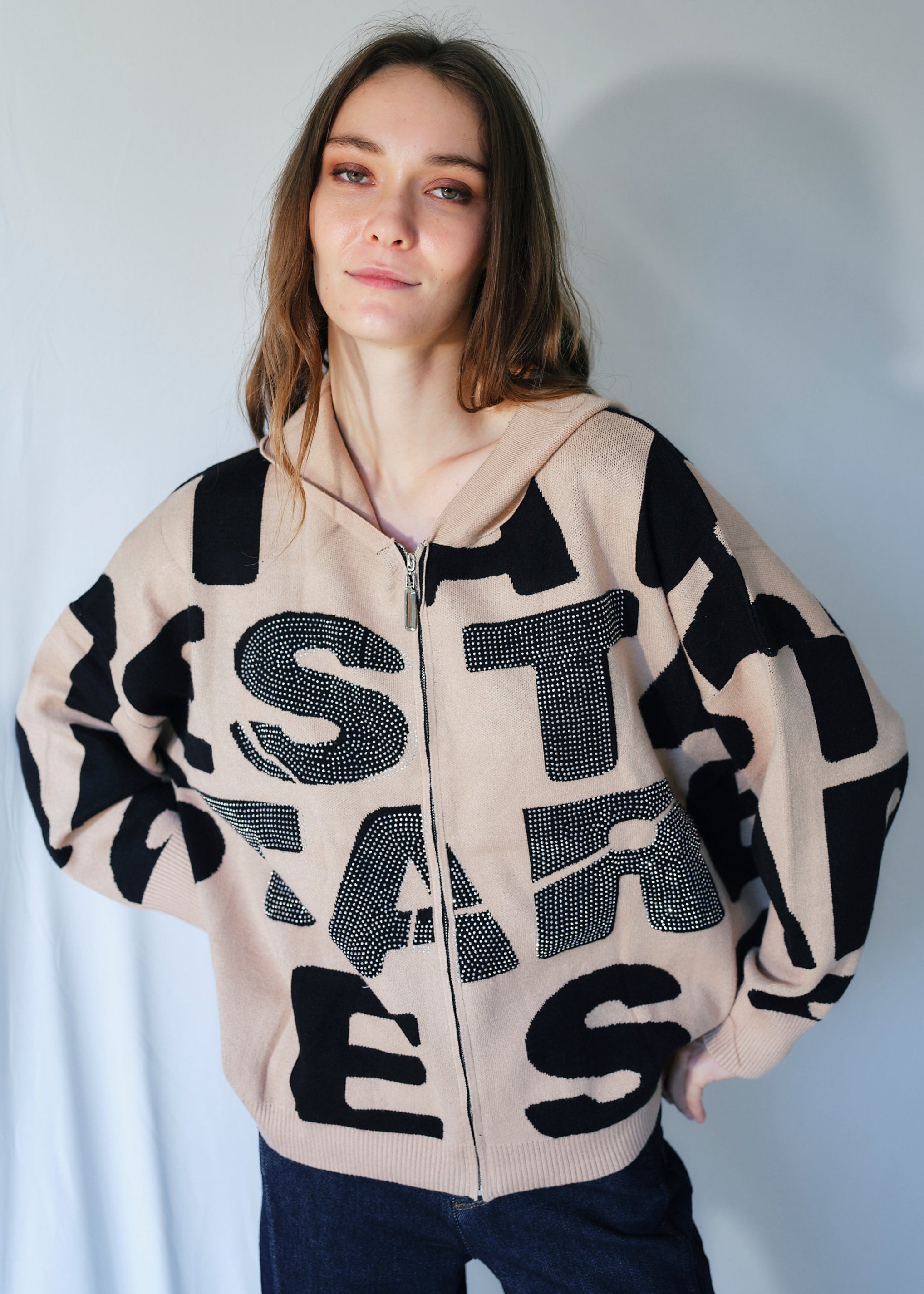 New York Knit with Sparkles in Caramel and Black