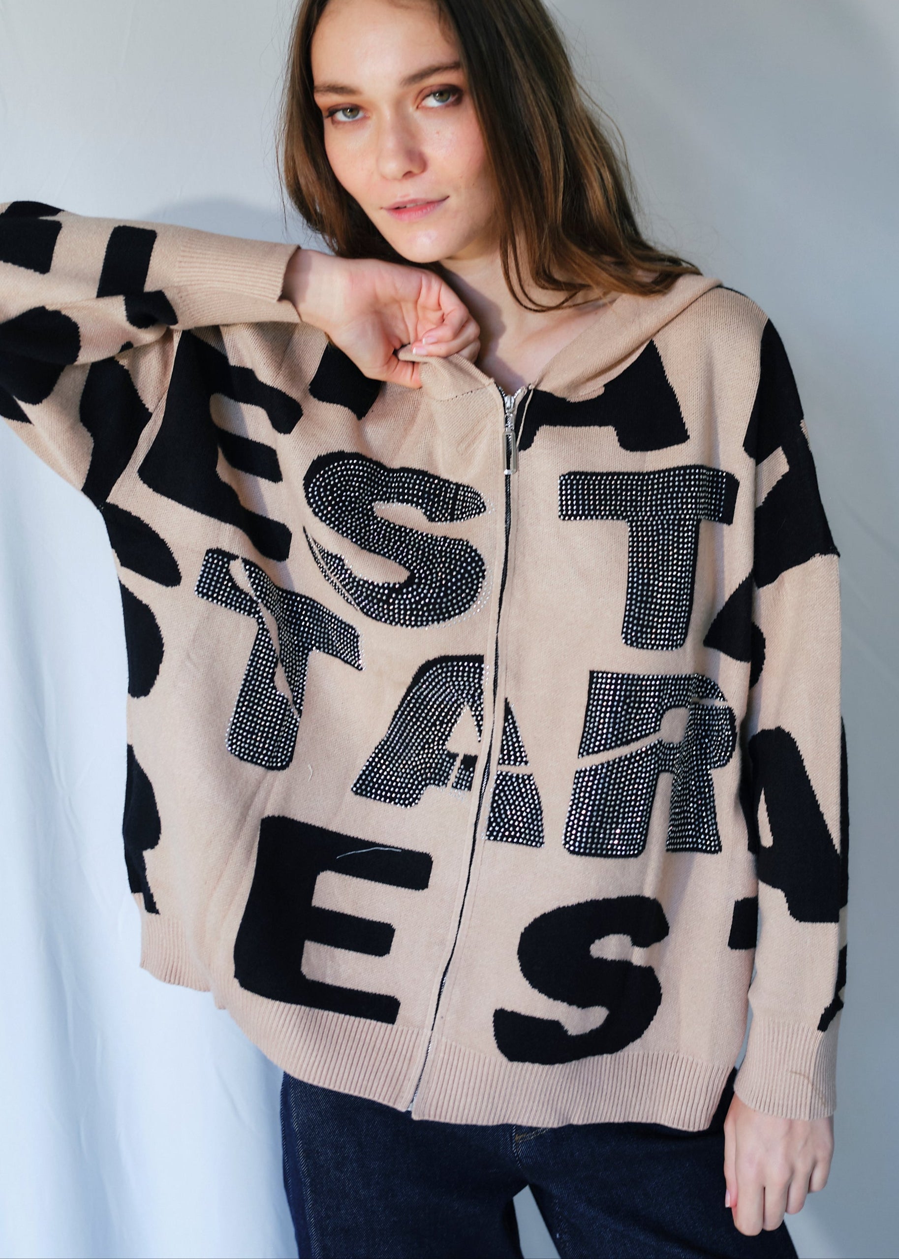 New York Knit with Sparkles in Caramel and Black