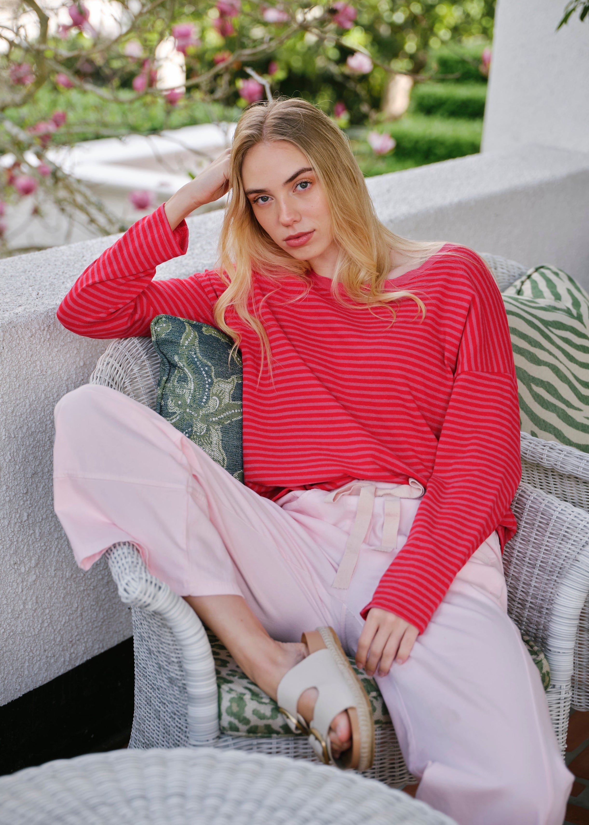 Sanremo Straight Leg Italian Pants In Baby Pink