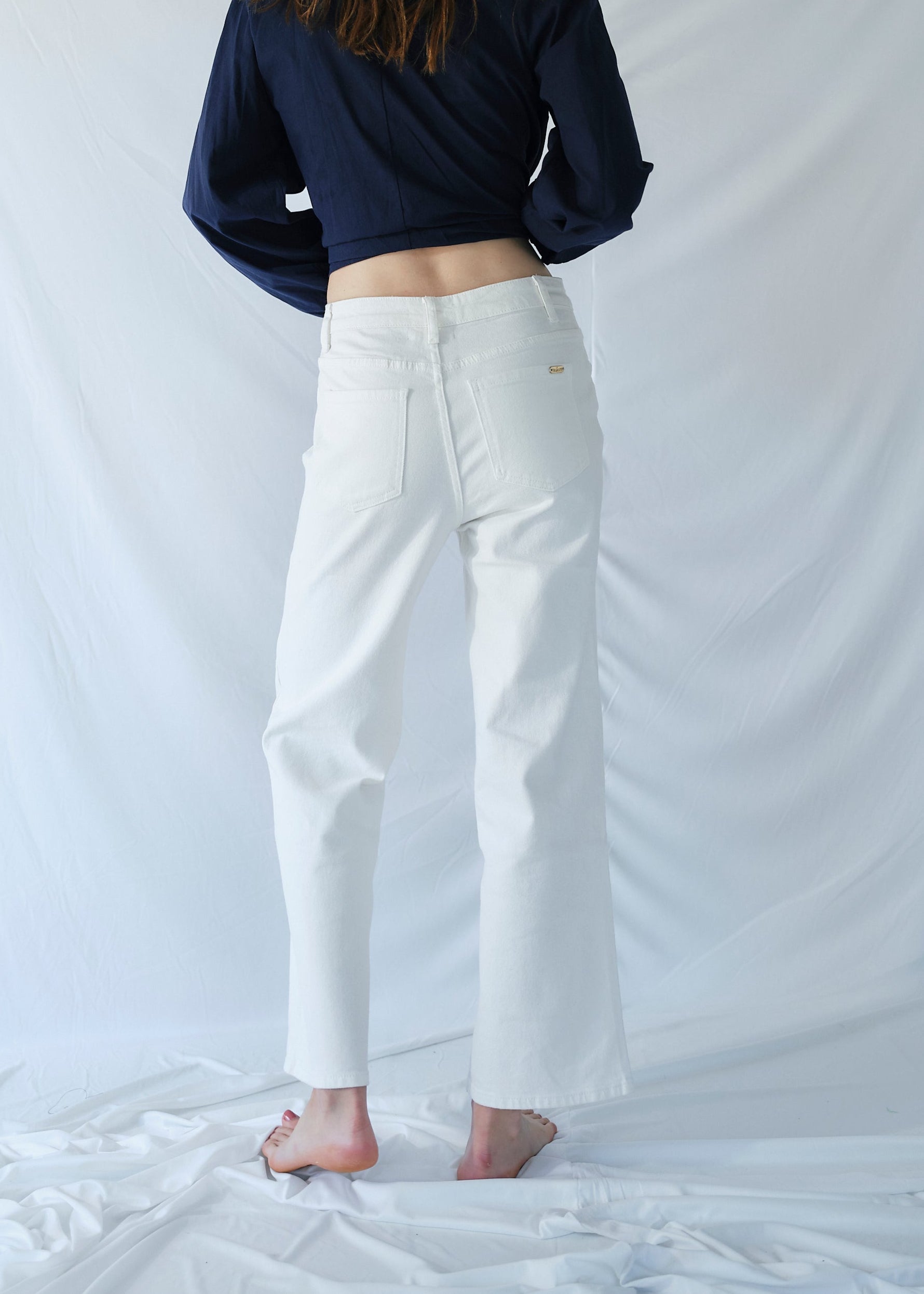 White Jeans with Plait Detail