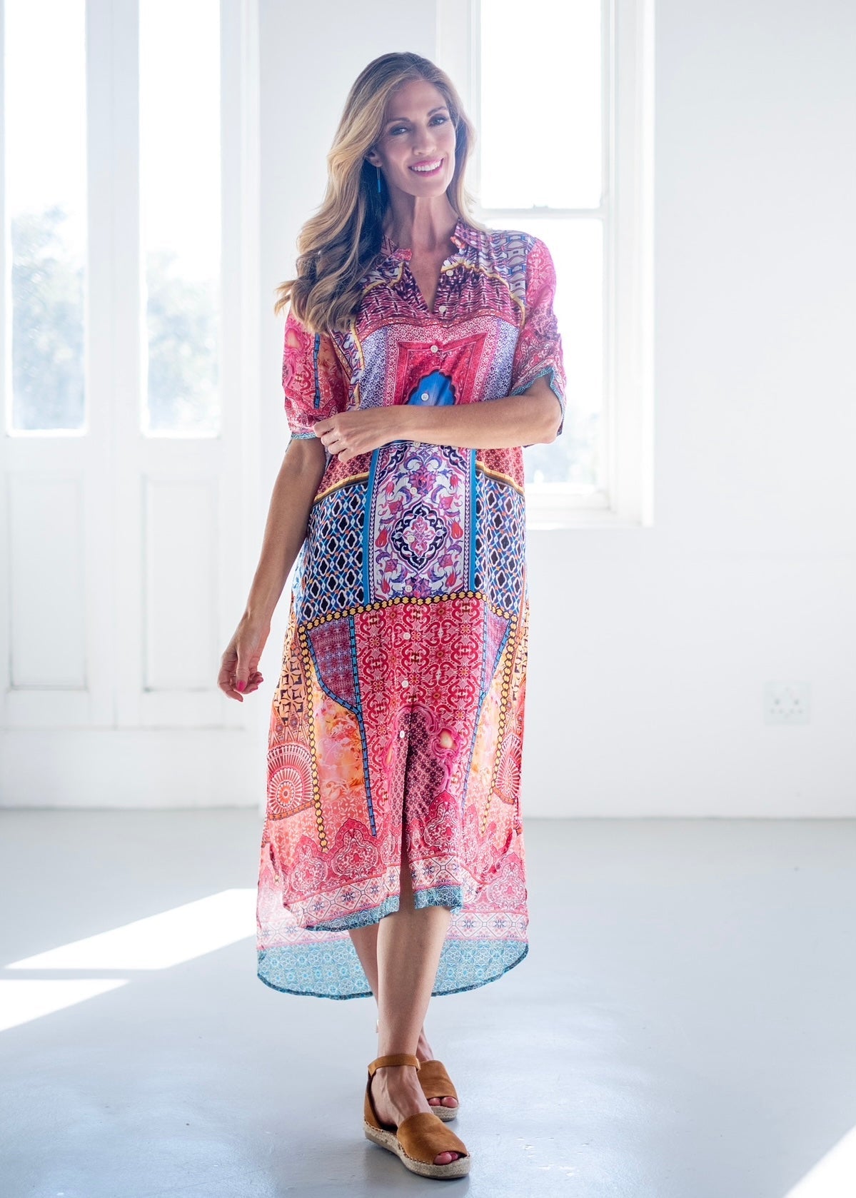 View our Ariel Dress With Mosaic Print In Pink - The ultimate DRESSES created by ICONIC and sold here, at Tribute Store