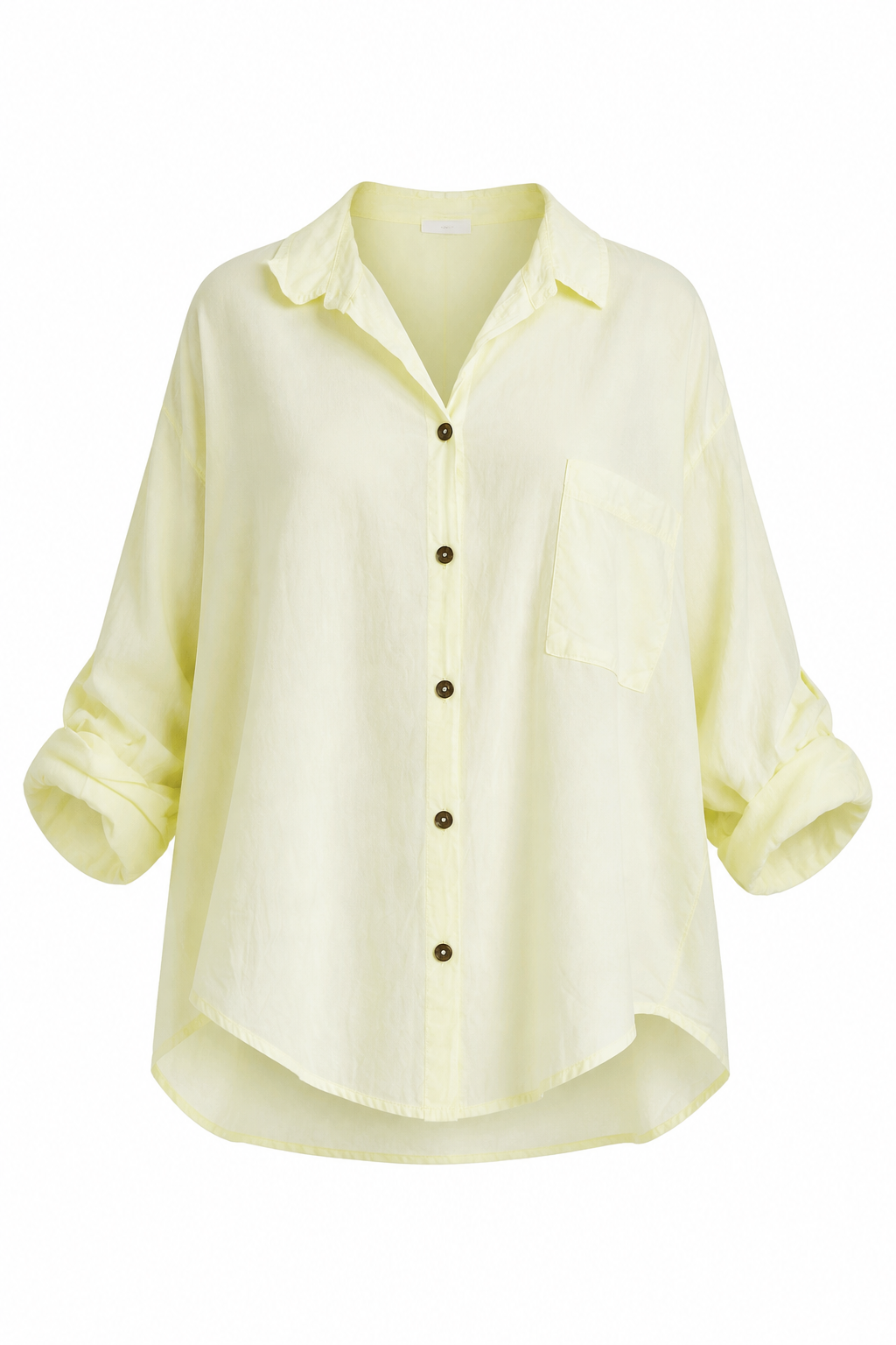 Italian Cotton Shirt In Butter Yellow