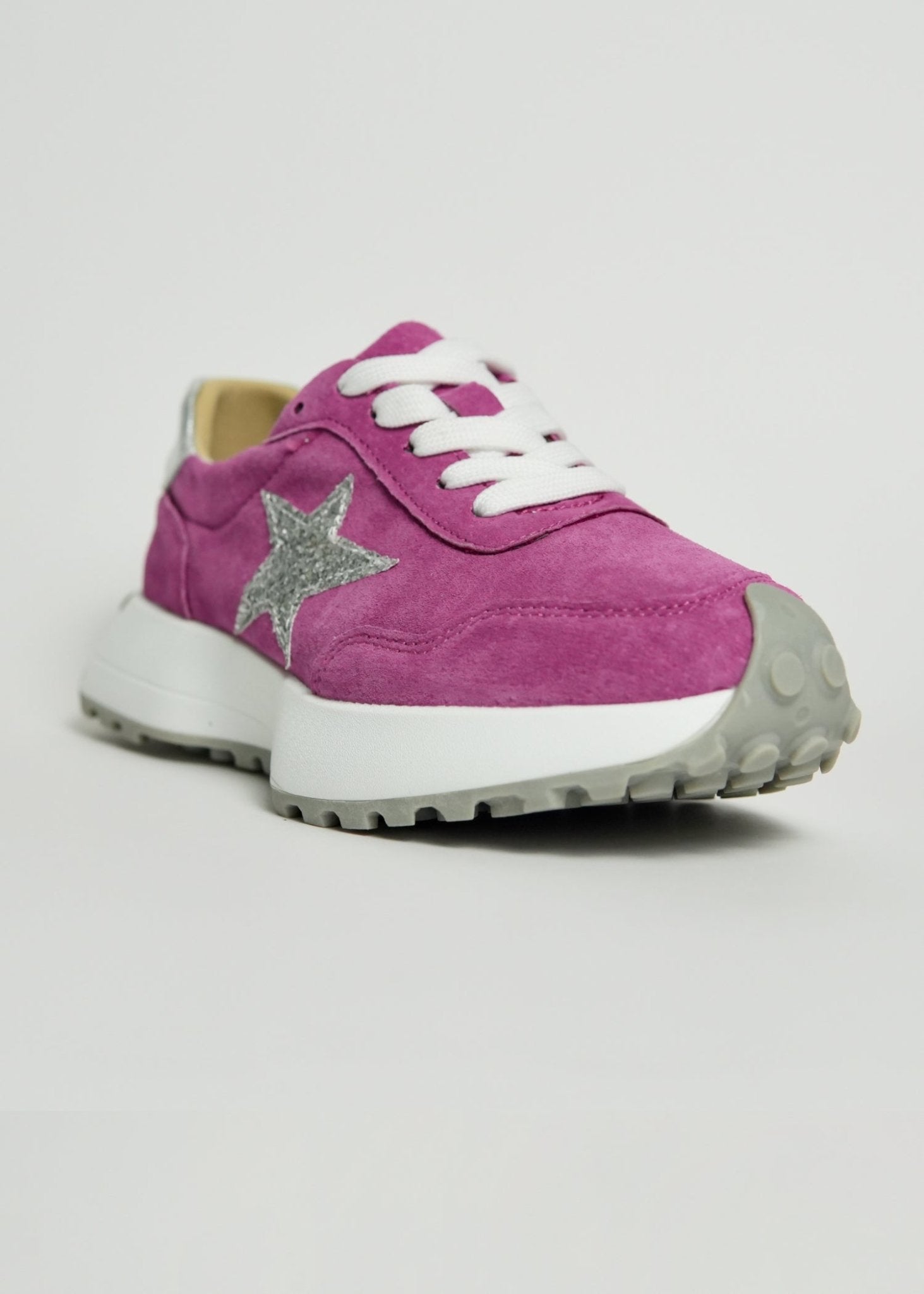 Hunter Leather Sneaker With Silver Star In PinkSHOES - Tribute Store