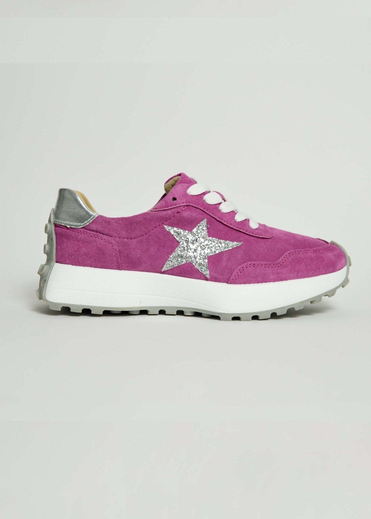 Hunter Leather Sneaker With Silver Star In PinkSHOES - Tribute Store