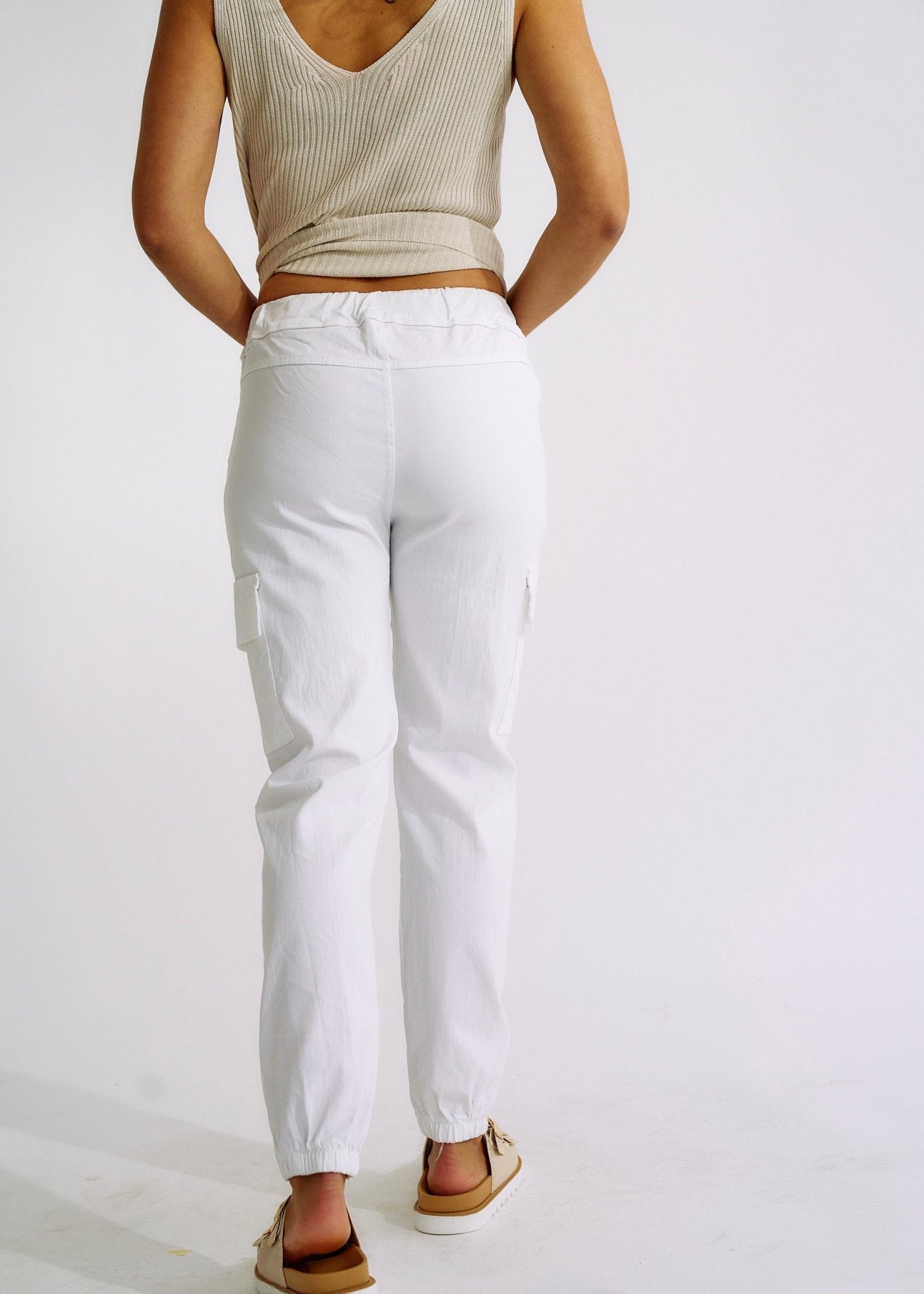 Italian Cargo Joggers in Ice WhiteBOTTOMS - Tribute Store