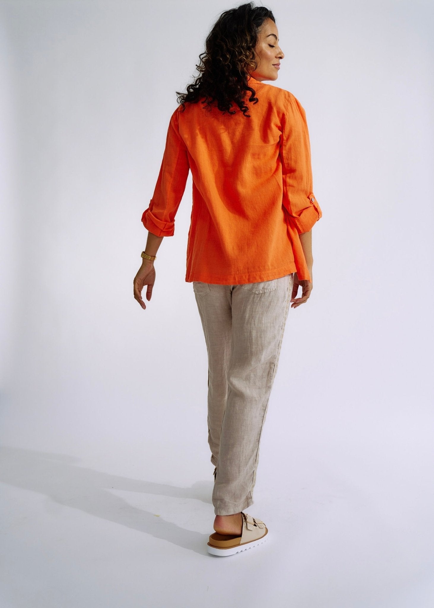 Italian Linen Blend Summer Blazer in OrangeJACKETS - Tribute Store