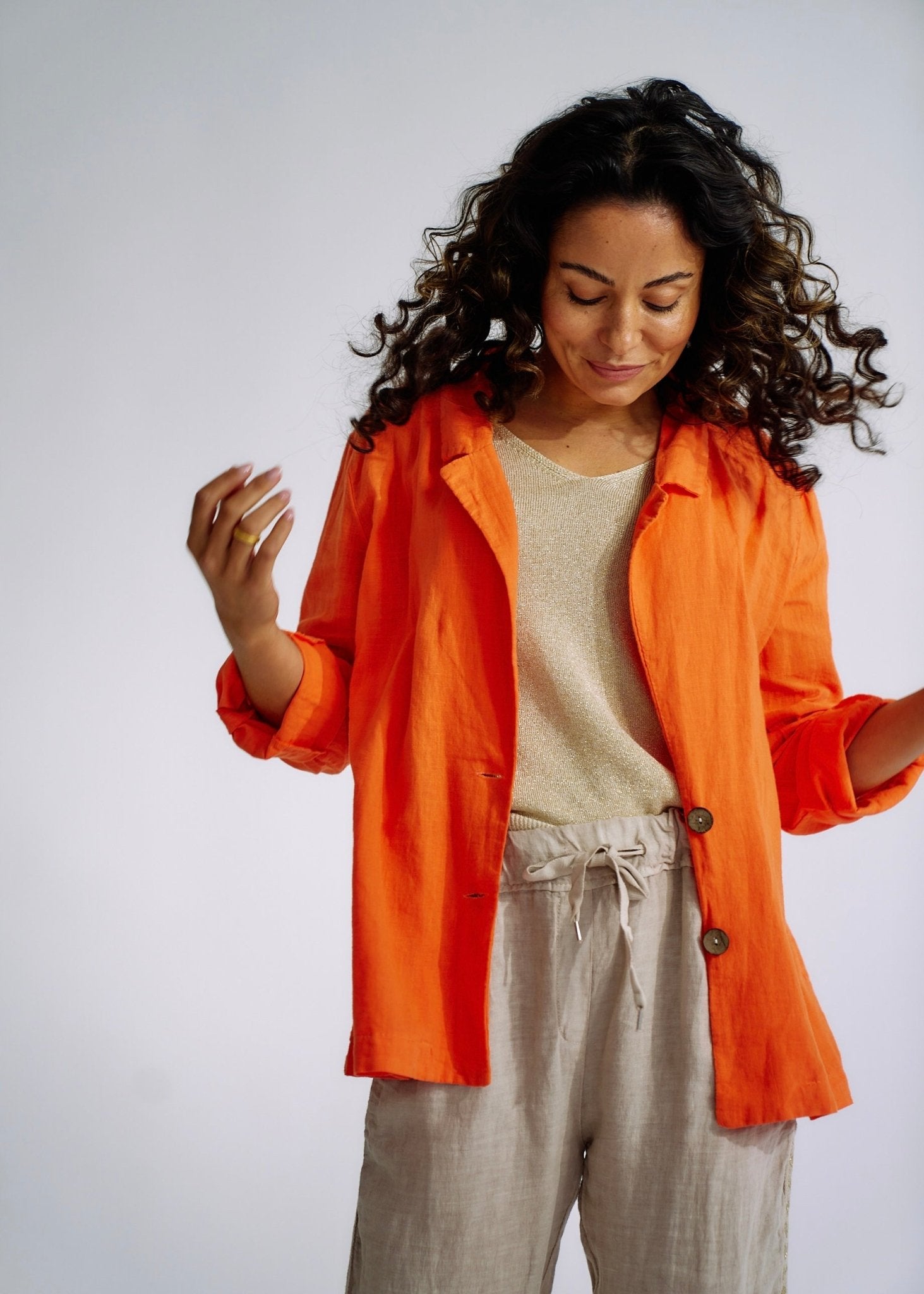 Italian Linen Blend Summer Blazer in OrangeJACKETS - Tribute Store