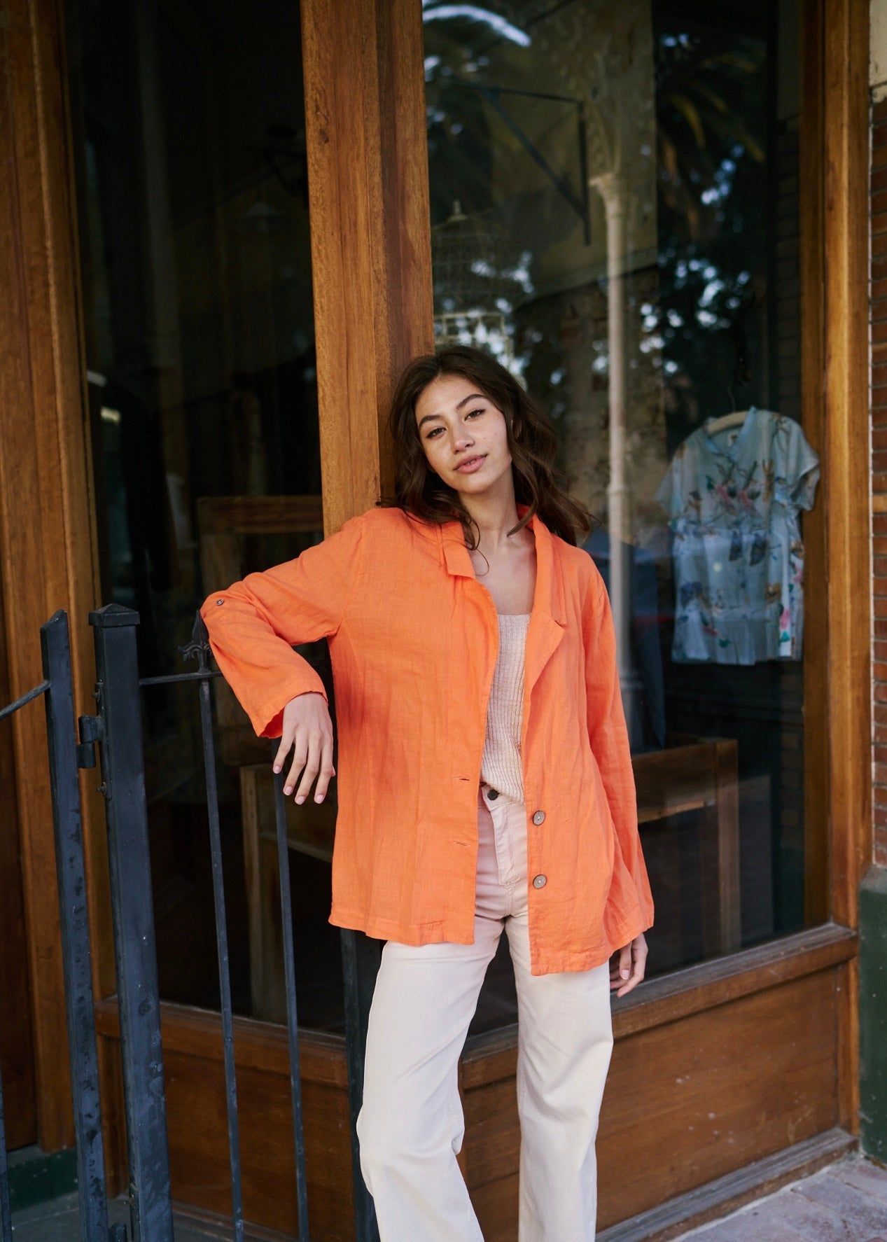 Italian Linen Blend Summer Blazer in OrangeJACKETS - Tribute Store