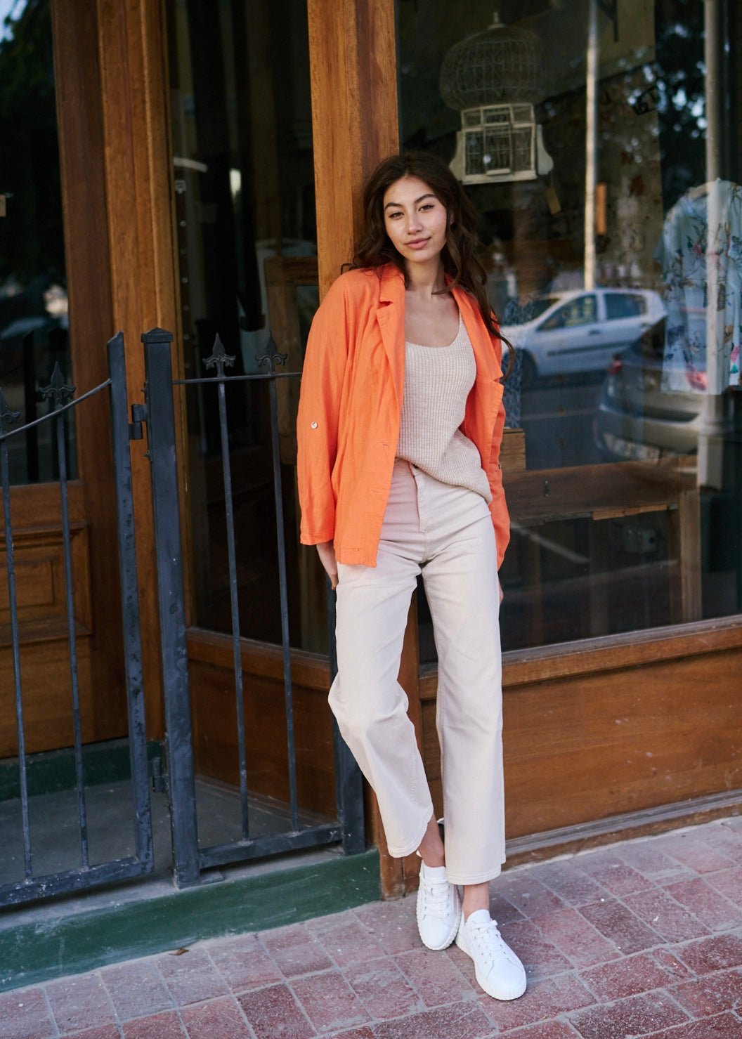 Italian Linen Blend Summer Blazer in OrangeJACKETS - Tribute Store