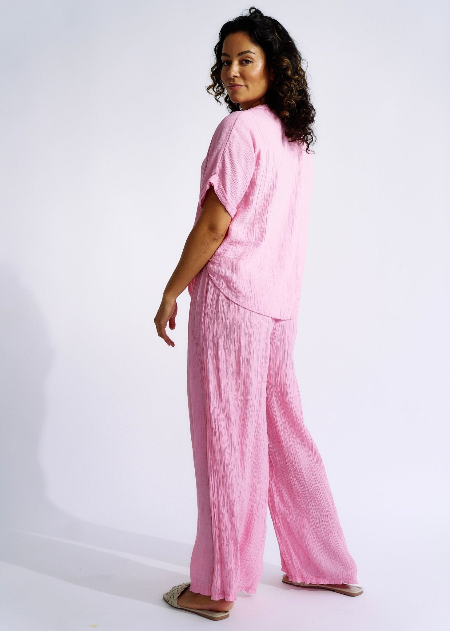 View our Italian Pleated loungewear Set In Soft Pink - The ultimate LOUNGEWEAR created by TRIBUTE and sold here, at Tribute Store