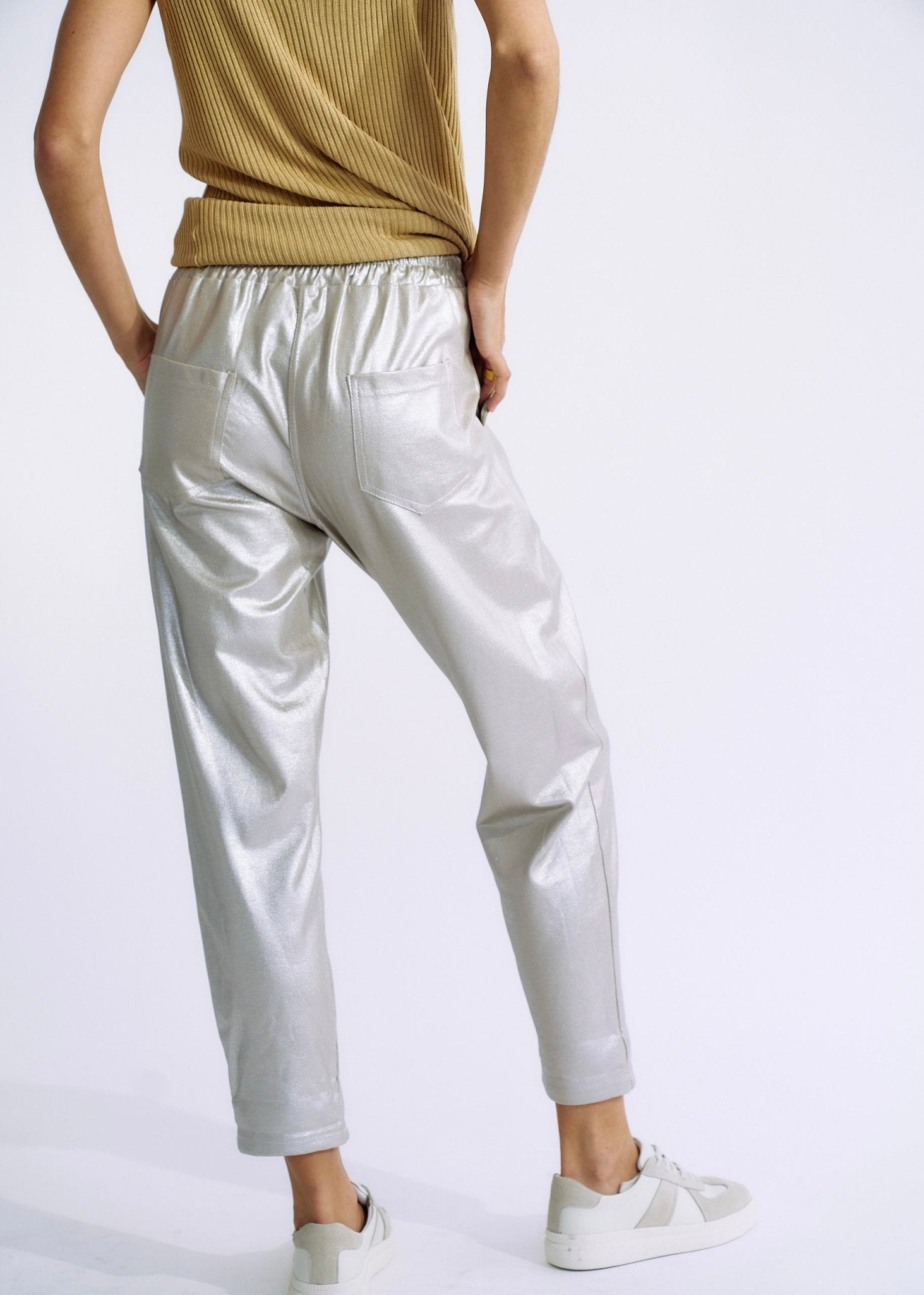 Italian Shimmer Cotton Joggers in TaupeBOTTOMS - Tribute Store