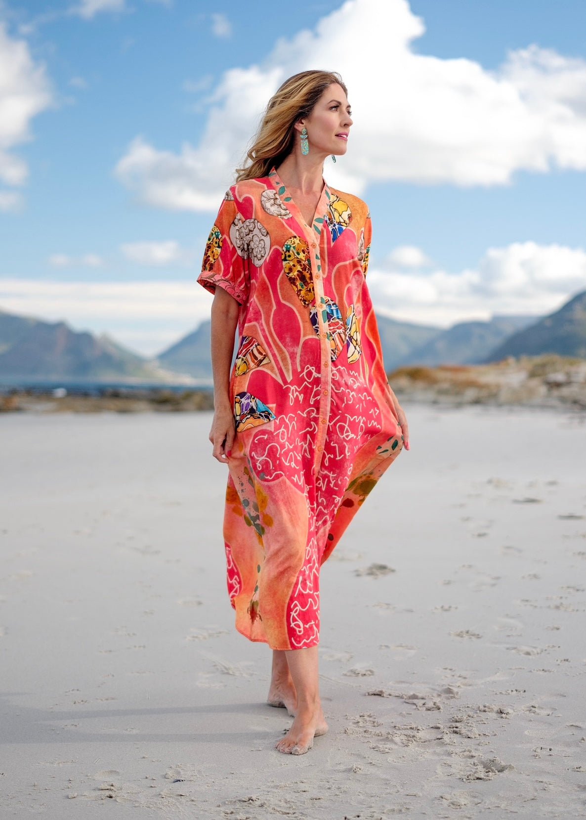 Maxine Dress With Bold Print In Coral - Tribute StoreICONIC