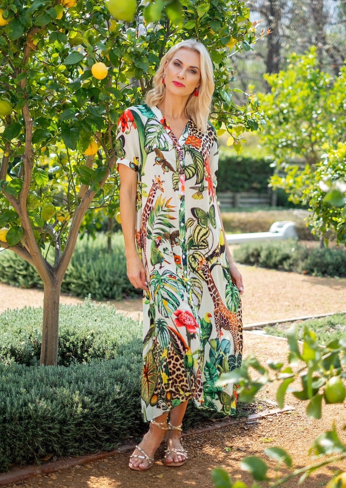 Maxine Dress With Jungle Print In Green - Tribute StoreICONIC