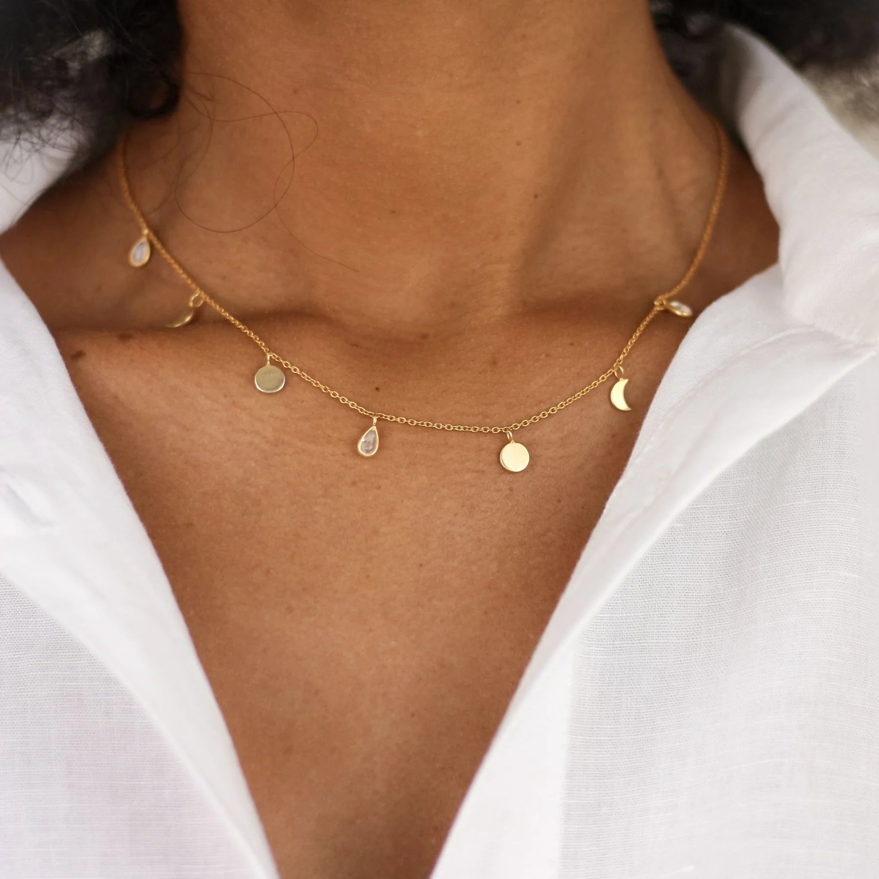 Moonstone Lunar Necklace In Gold PlatedACCESSORIES - Tribute Store