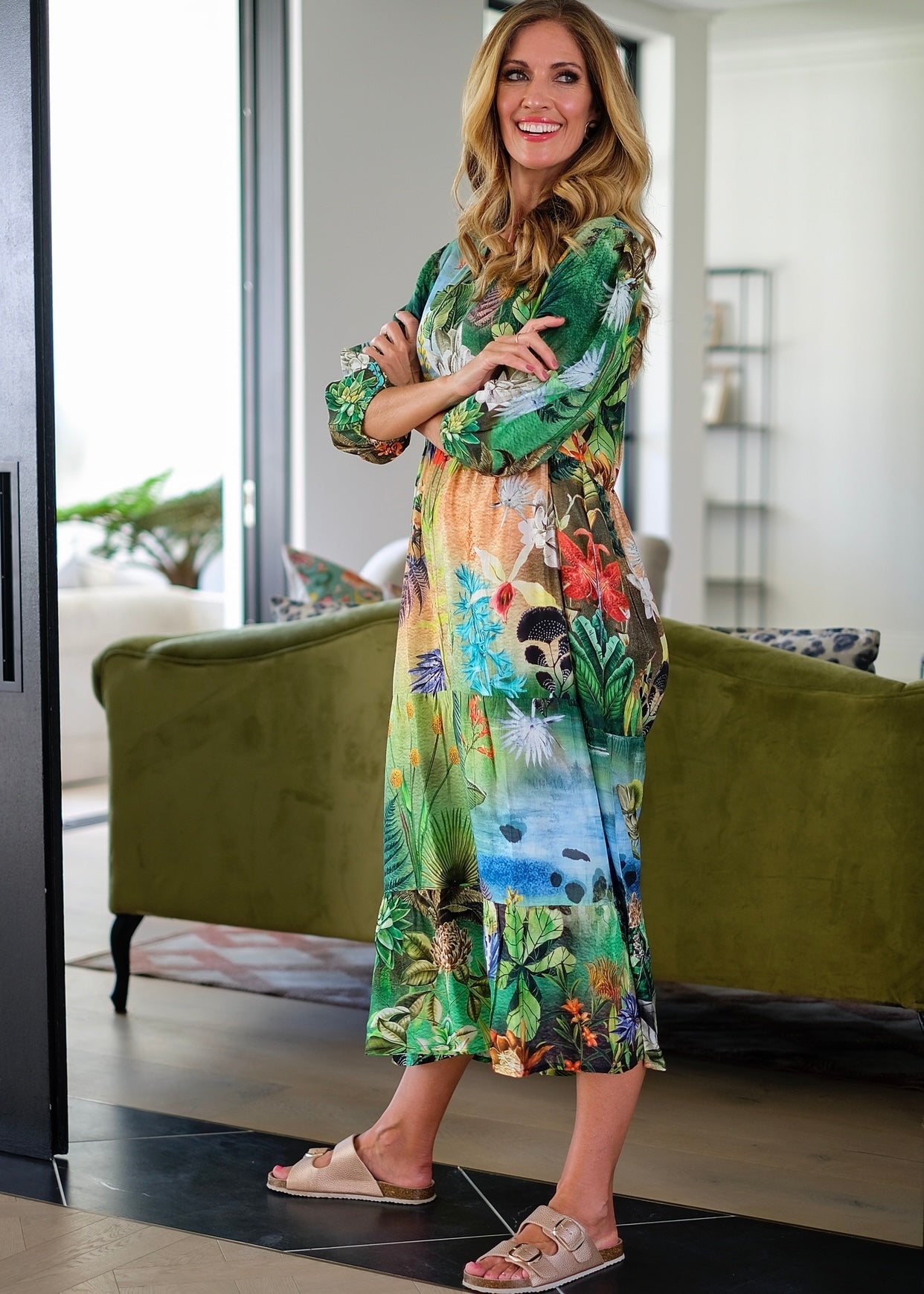 Mystique Dress With Tropical Print In GreenDRESSES - Tribute Store