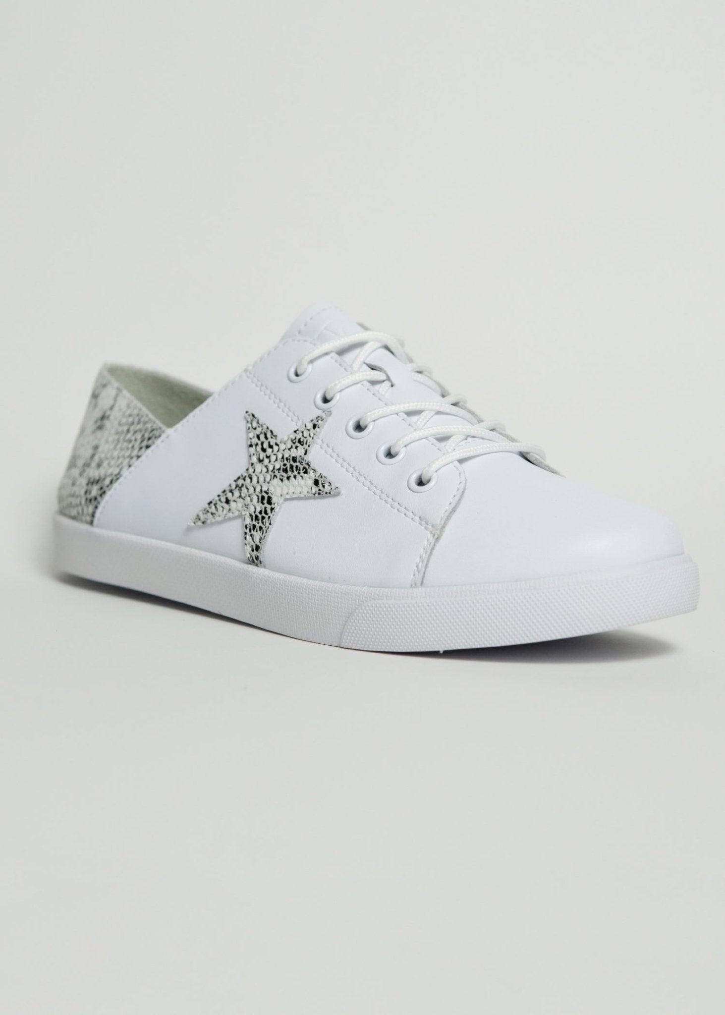 View our Nicki Snake Print Sneaker In White - The ultimate SHOES created by Julz and sold here, at Tribute Store