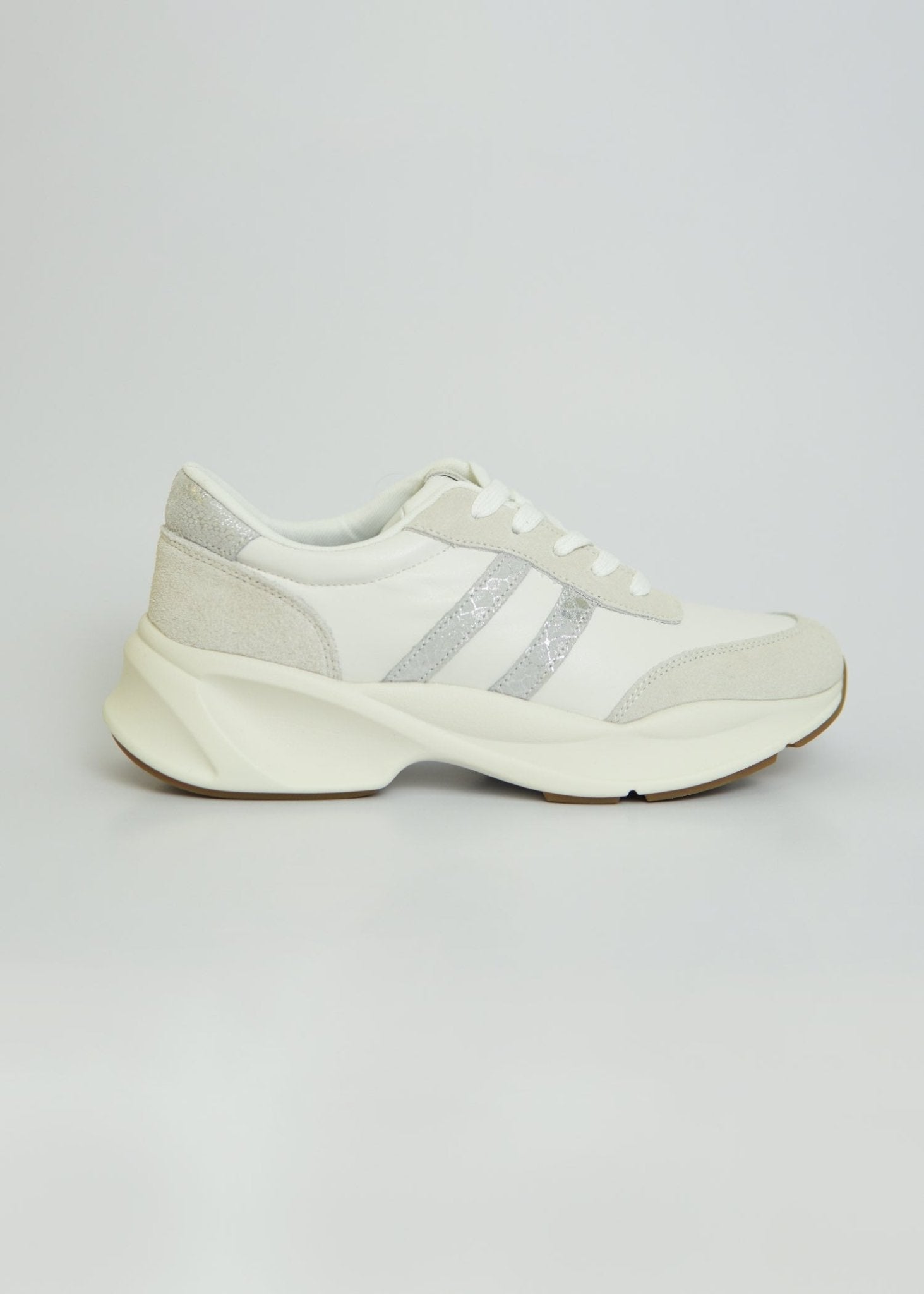 View our Nori Sneaker In White And Silver - The ultimate SHOES created by Julz and sold here, at Tribute Store