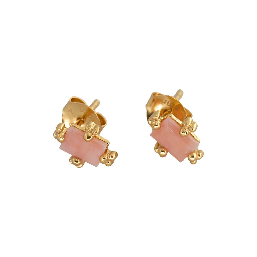 Organic Rectangle Pink Opal Stud EarringACCESSORIES - Tribute Store