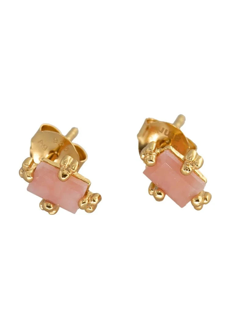 Organic Rectangle Pink Opal Stud EarringACCESSORIES - Tribute Store