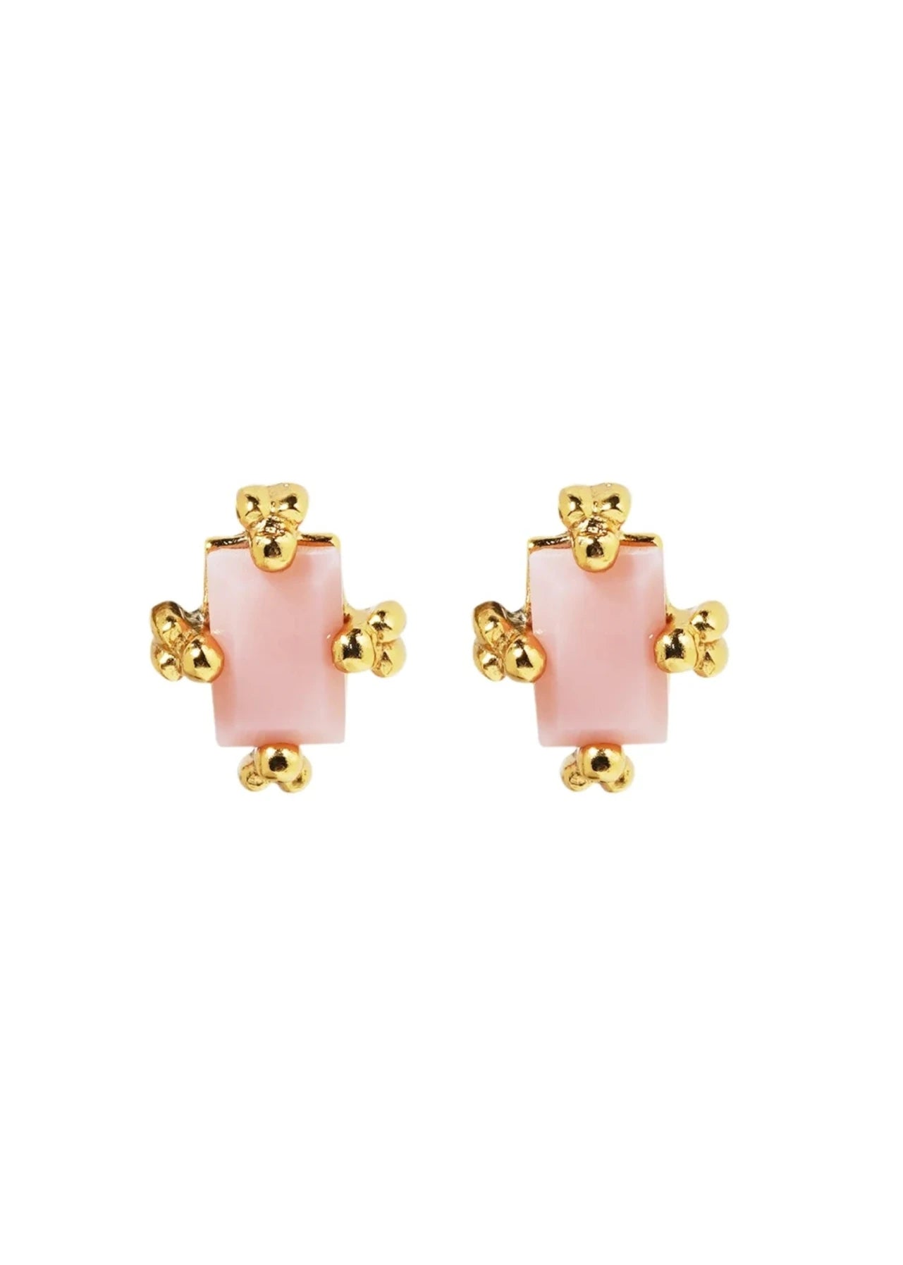 Organic Rectangle Pink Opal Stud EarringACCESSORIES - Tribute Store