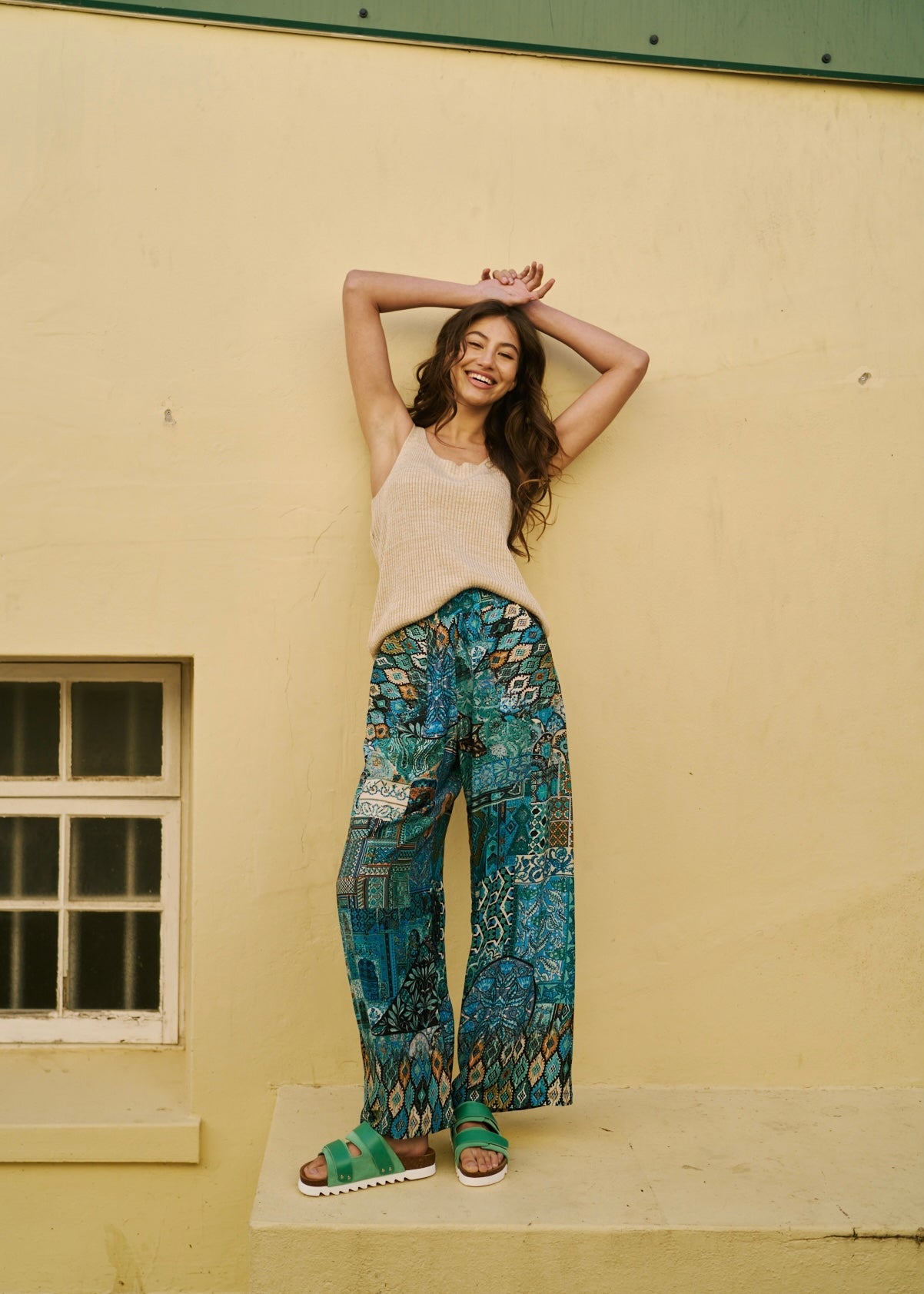 Palazzo Pants With Patch Pocket In Blue EthnicBOTTOMS - Tribute Store