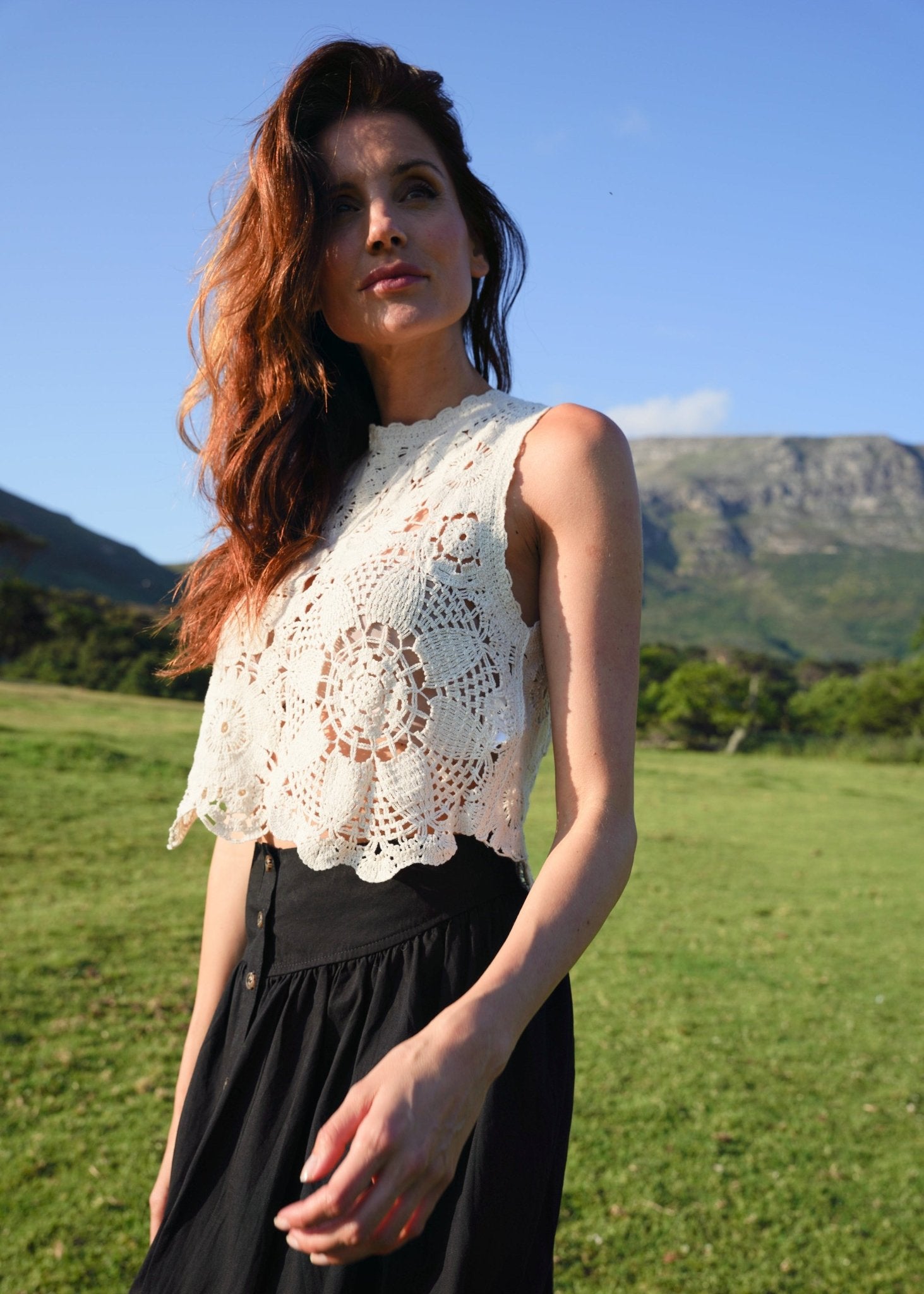 View our 3/4 Skirt with front Buttons in Black - by Tribute Store