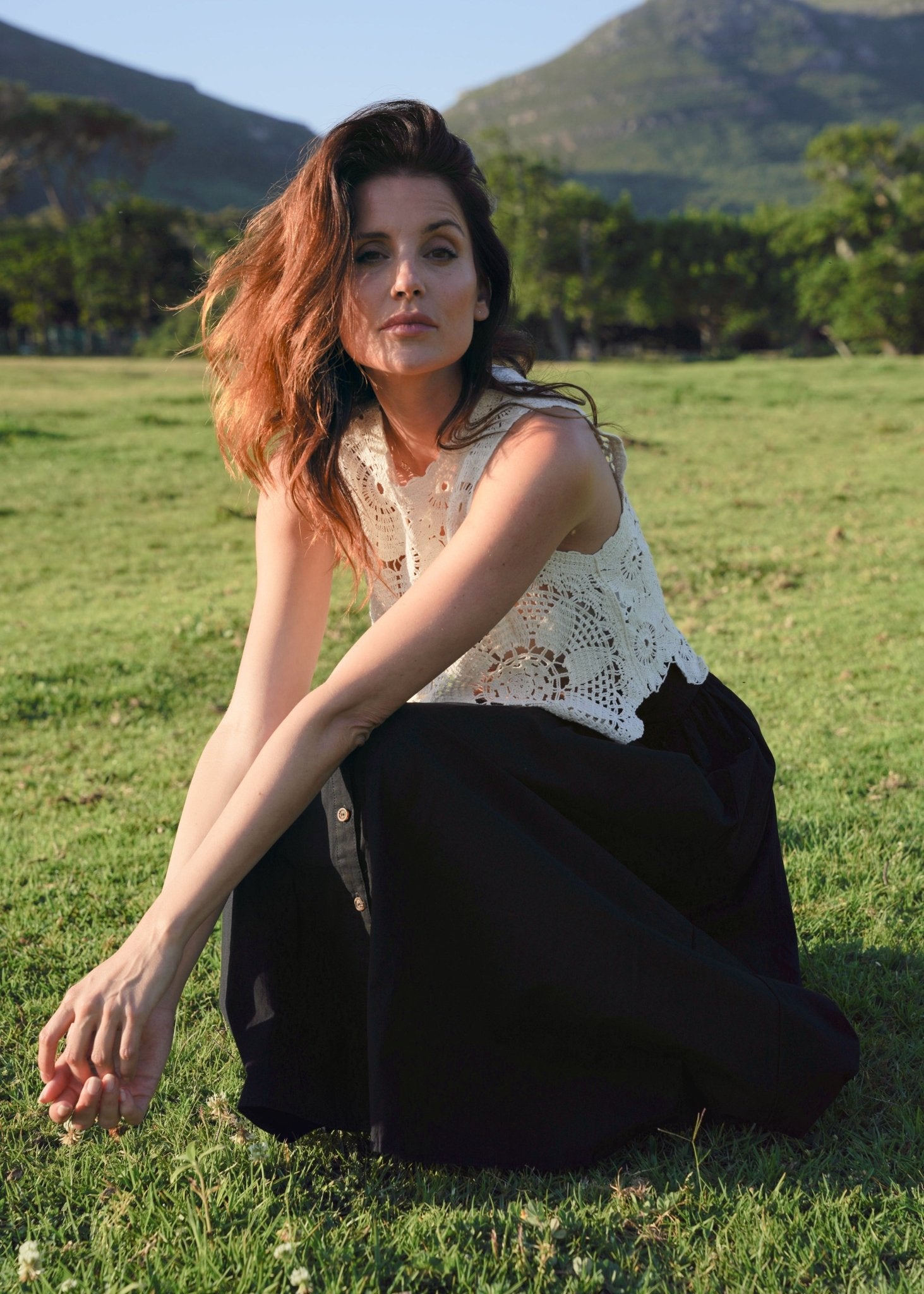 View our 3/4 Skirt with front Buttons in Black - by Tribute Store