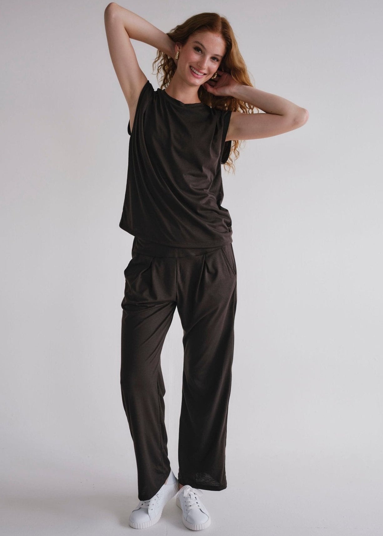 View our Alana Wide Leg Pants In Chocolate - by Tribute Store
