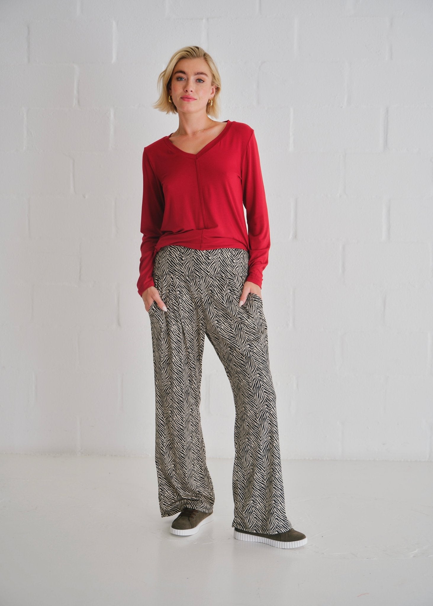 View our Alana Wide Leg Pants In Safari Sketch Print - by Tribute Store