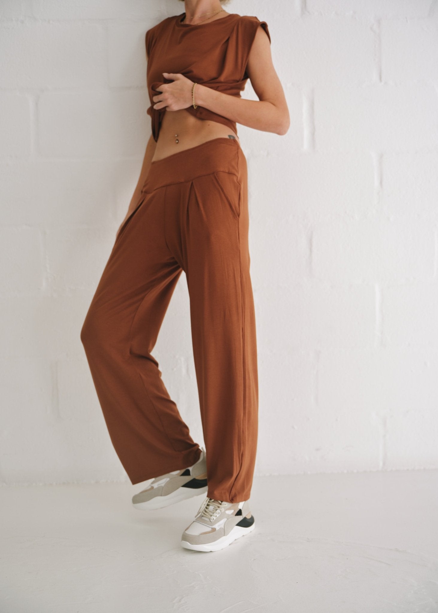View our Alana Wide Leg Pants In Tobacco - by Tribute Store