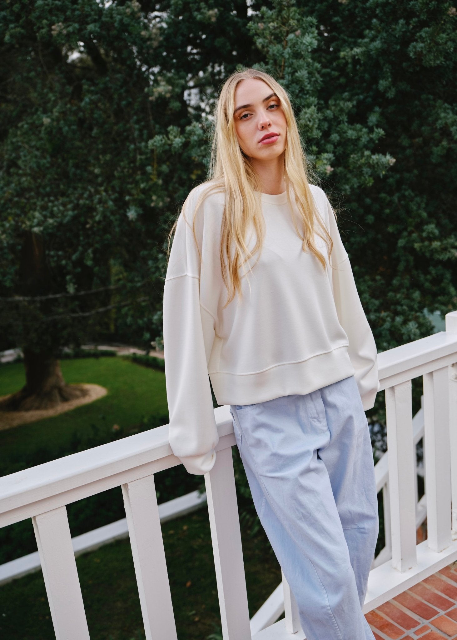 View our Alba Italian Balloon Sleeve Sweater in White - by Tribute Store