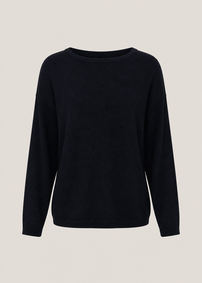 View our Aliso Fine Gauge Boxy Knit In Navy - by Tribute Store