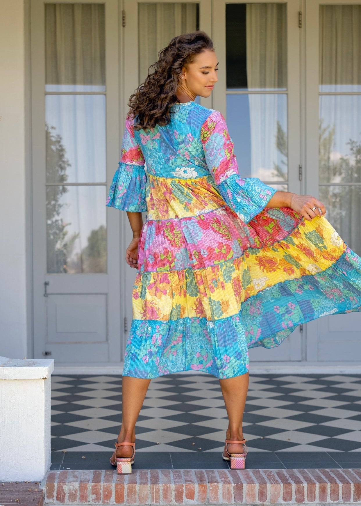 View our Amarena Dress In Blue And Yellow Stripes - by Tribute Store