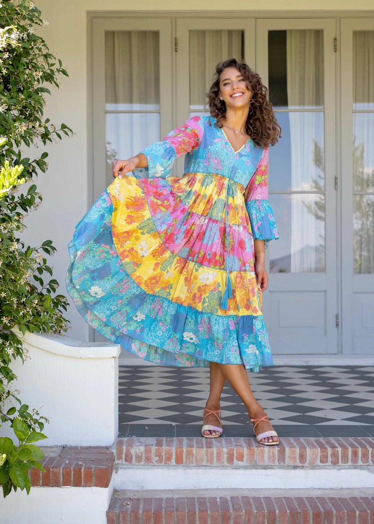 View our Amarena Dress In Blue And Yellow Stripes - by Tribute Store