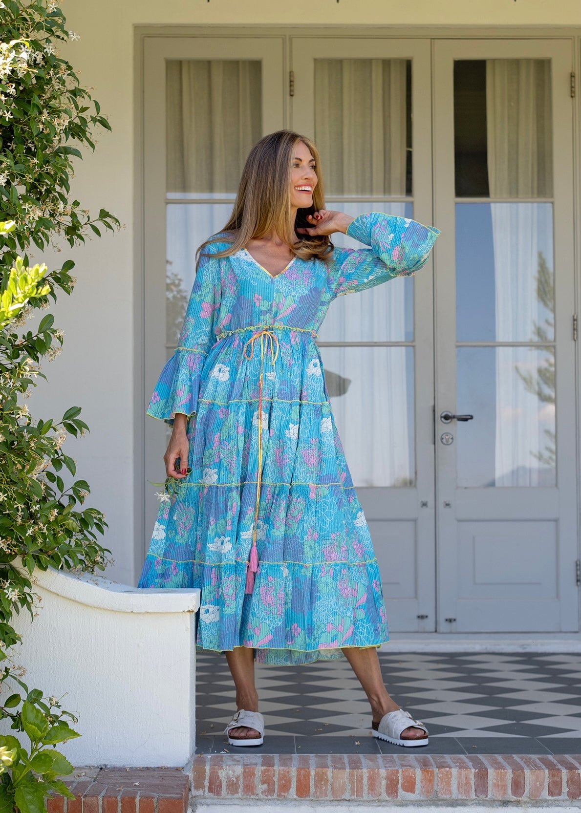 View our Amarena Dress With Floral Print In Blue - by Tribute Store