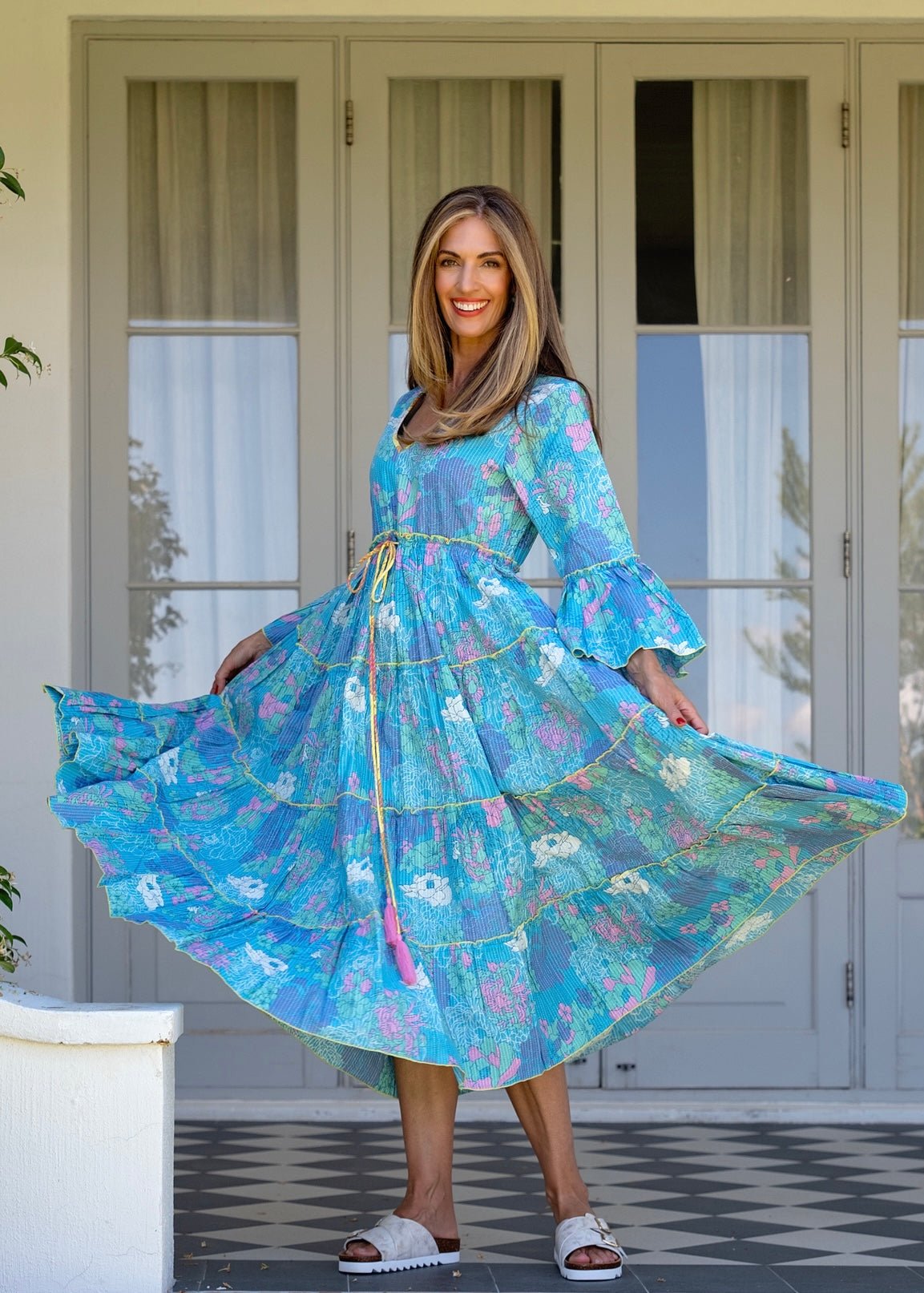 View our Amarena Dress With Floral Print In Blue - by Tribute Store