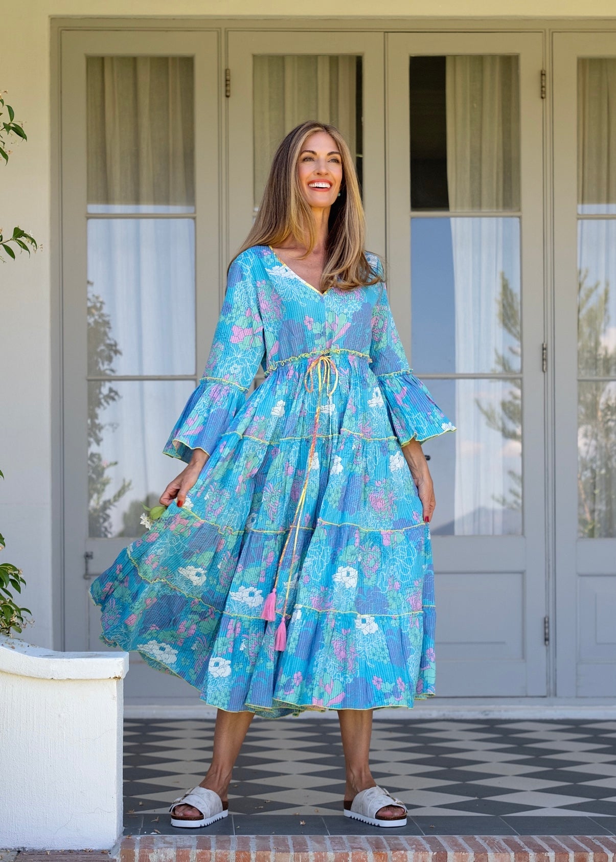 View our Amarena Dress With Floral Print In Blue - by Tribute Store