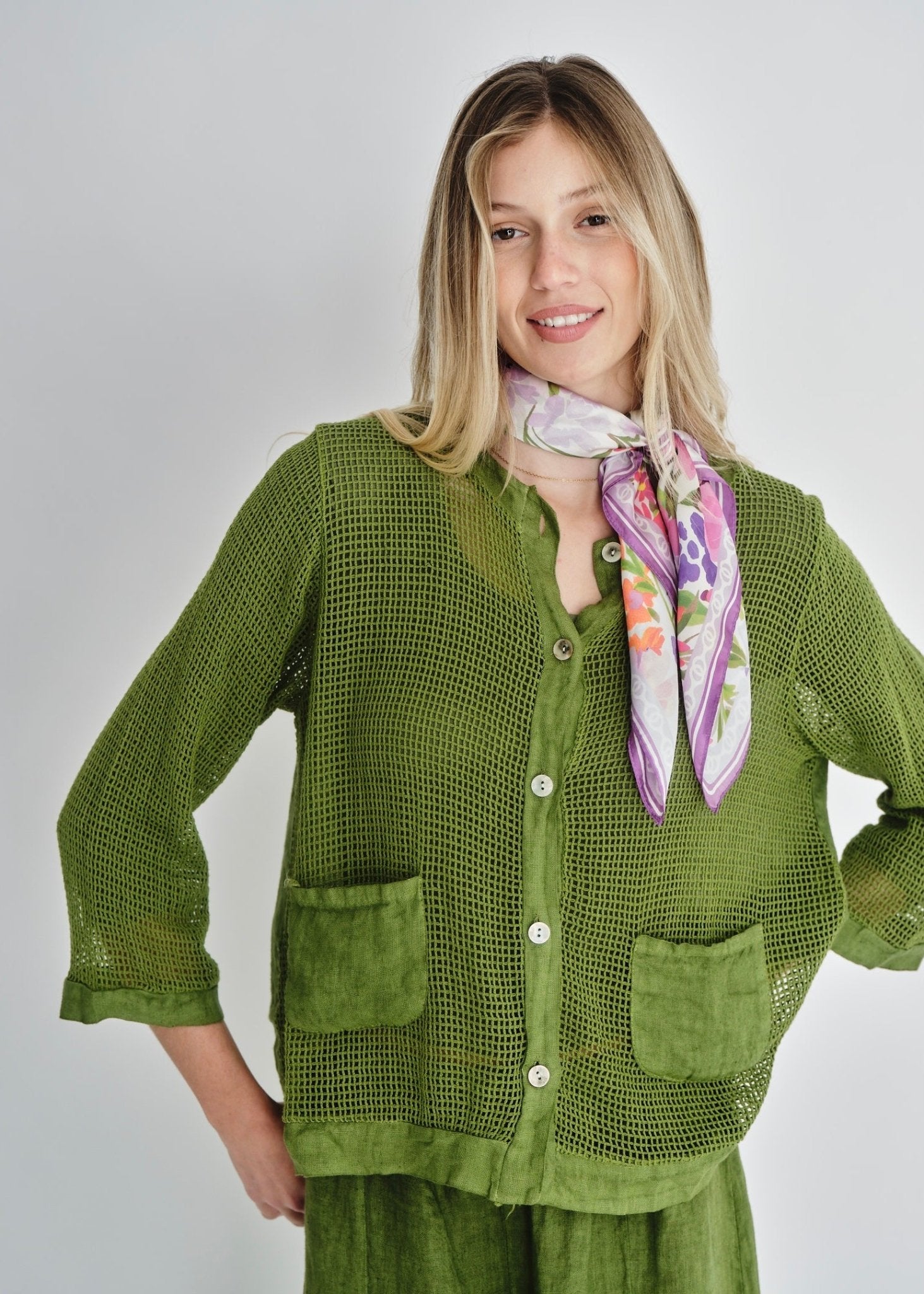 View our Antibes Crochet Cardigan In Bright Green - by Tribute Store