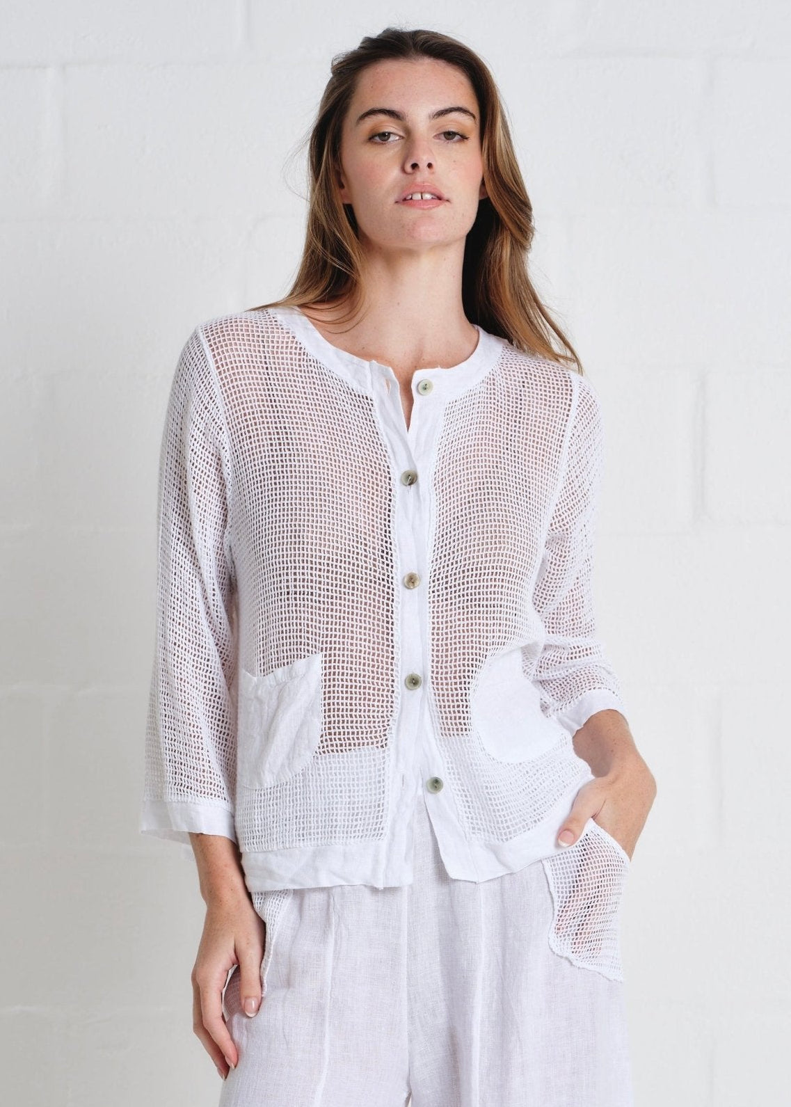 View our Antibes Crochet Cardigan In White - by Tribute Store