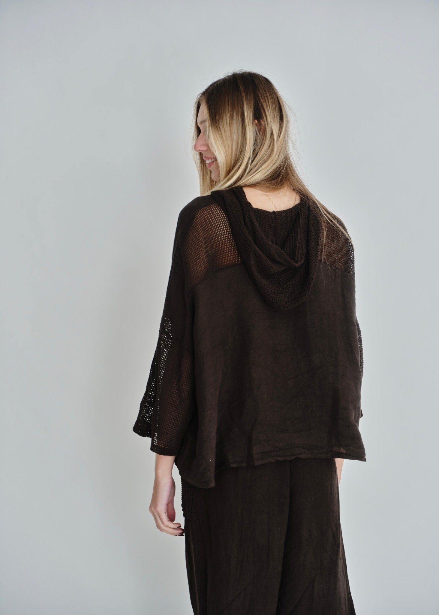 View our Antibes Crochet Hoodie In Chocolate - by Tribute Store