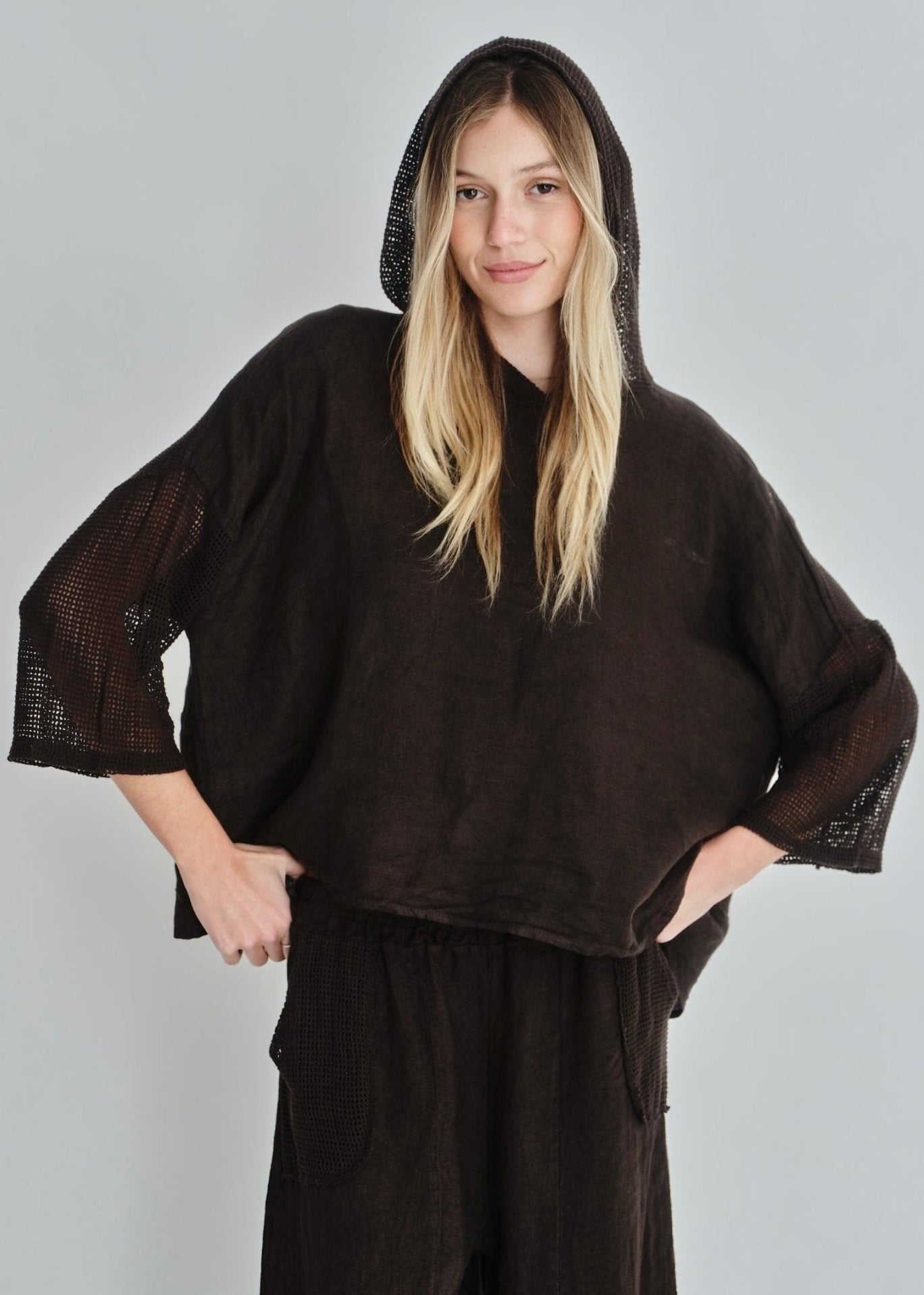 View our Antibes Crochet Hoodie In Chocolate - by Tribute Store