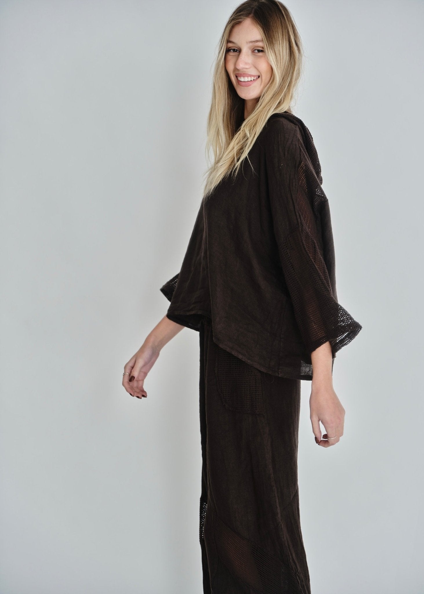 View our Antibes Crochet Hoodie In Chocolate - by Tribute Store