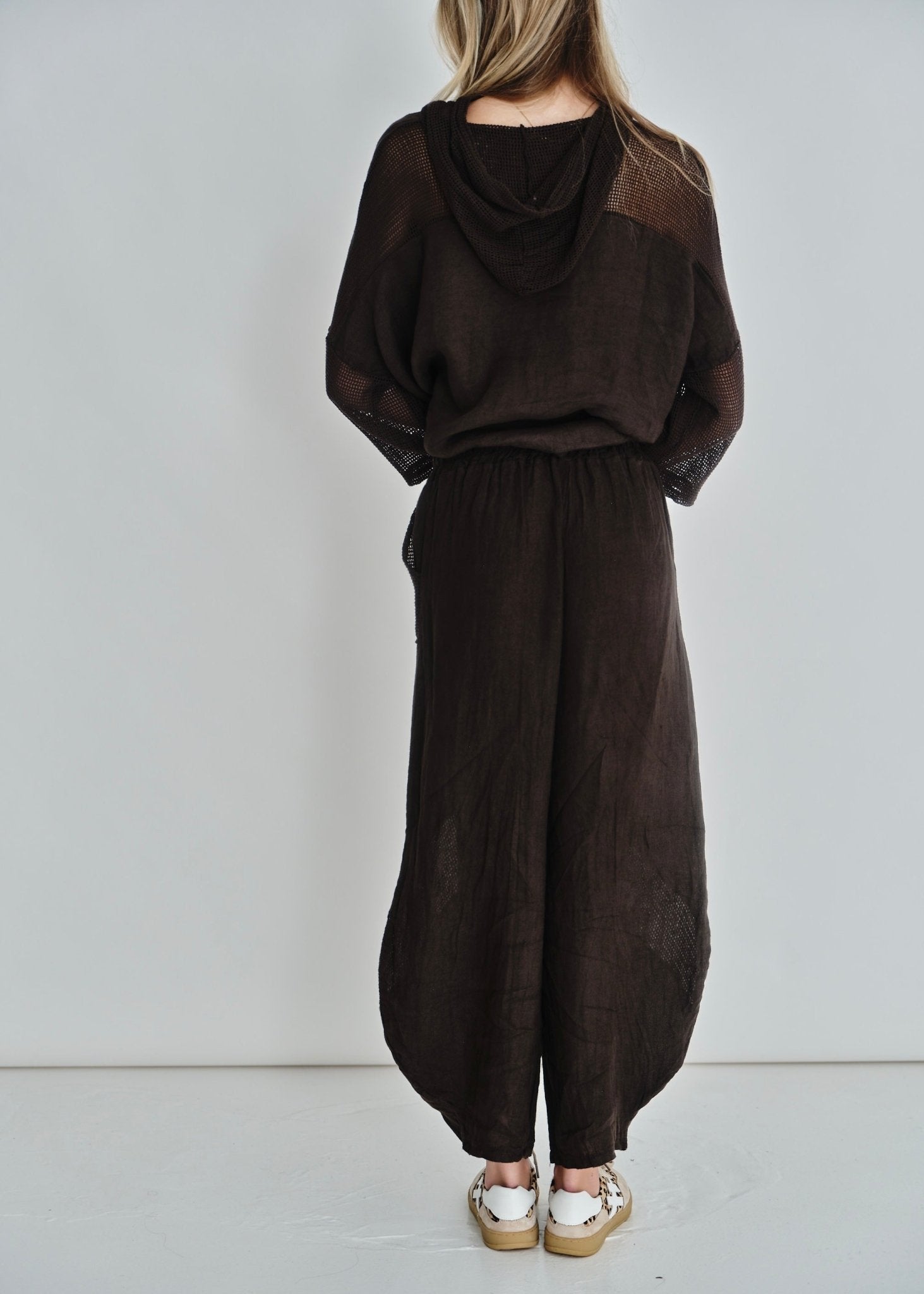 View our Antibes Crochet Linen Pants In Chocolate - by Tribute Store